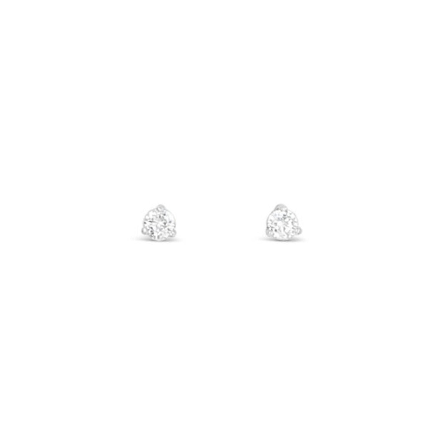 Three Prong Martini Tree Mm Studs - 10K White Gold