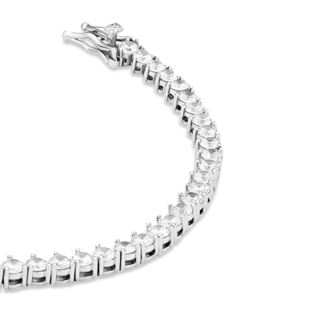 Three Prong Round Tennis Bracelet - Silver