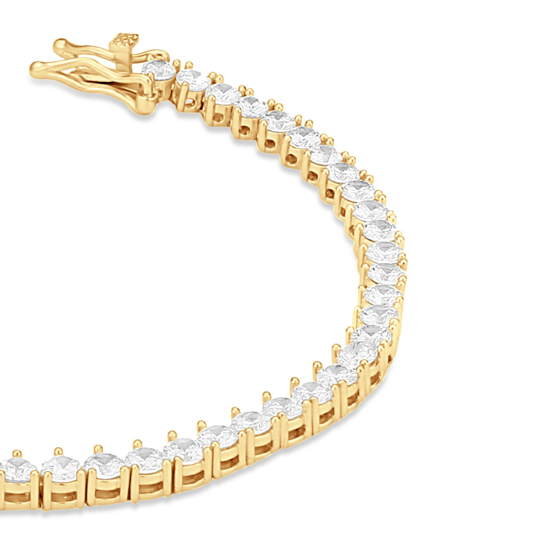 Three Prong Round Tennis Bracelet - Gold