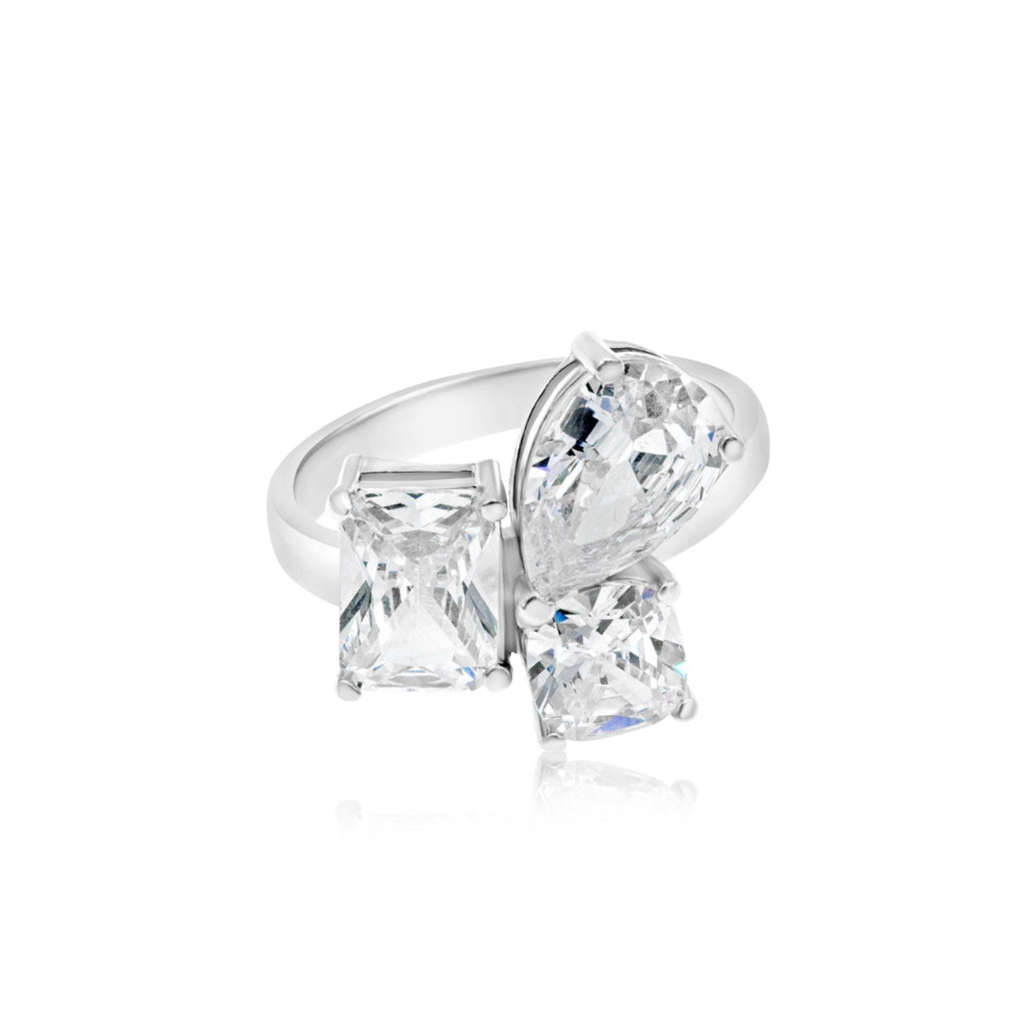 Three Stone Cocktail Ring - Silver