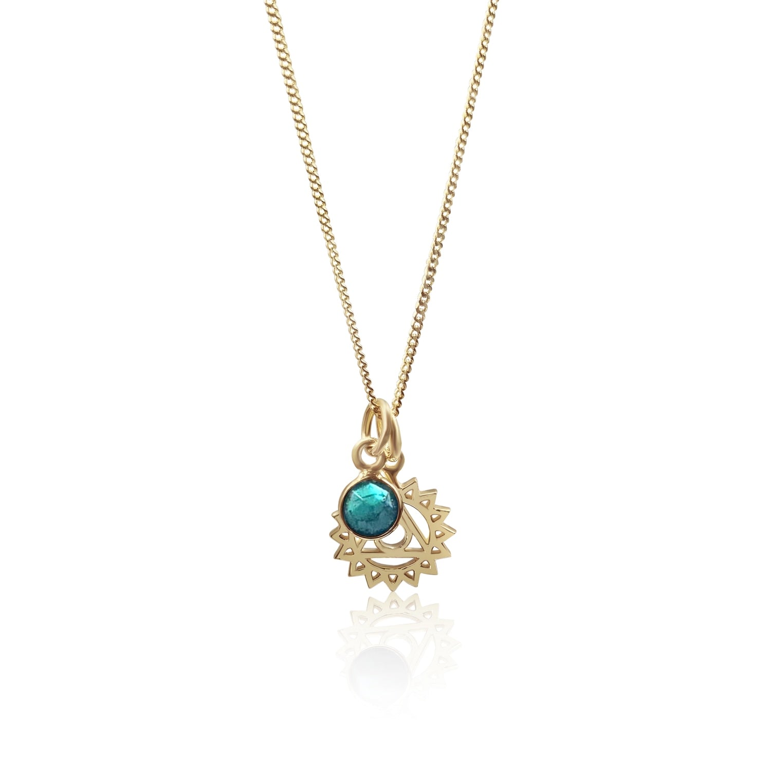 Throat Chakra/Vishuddha Chakra Charm Necklace In Gold Vermeil– Turquoise