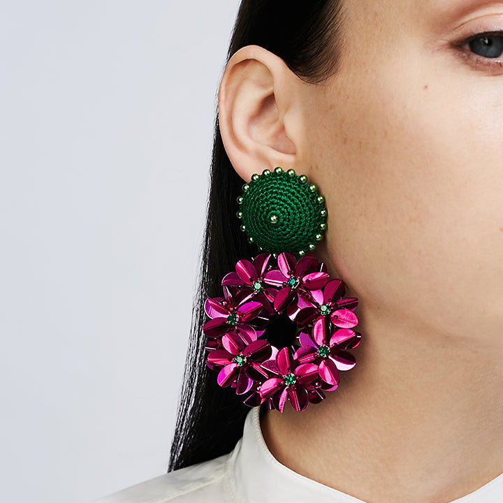 Petite Yasmine Hoops Fuchsia