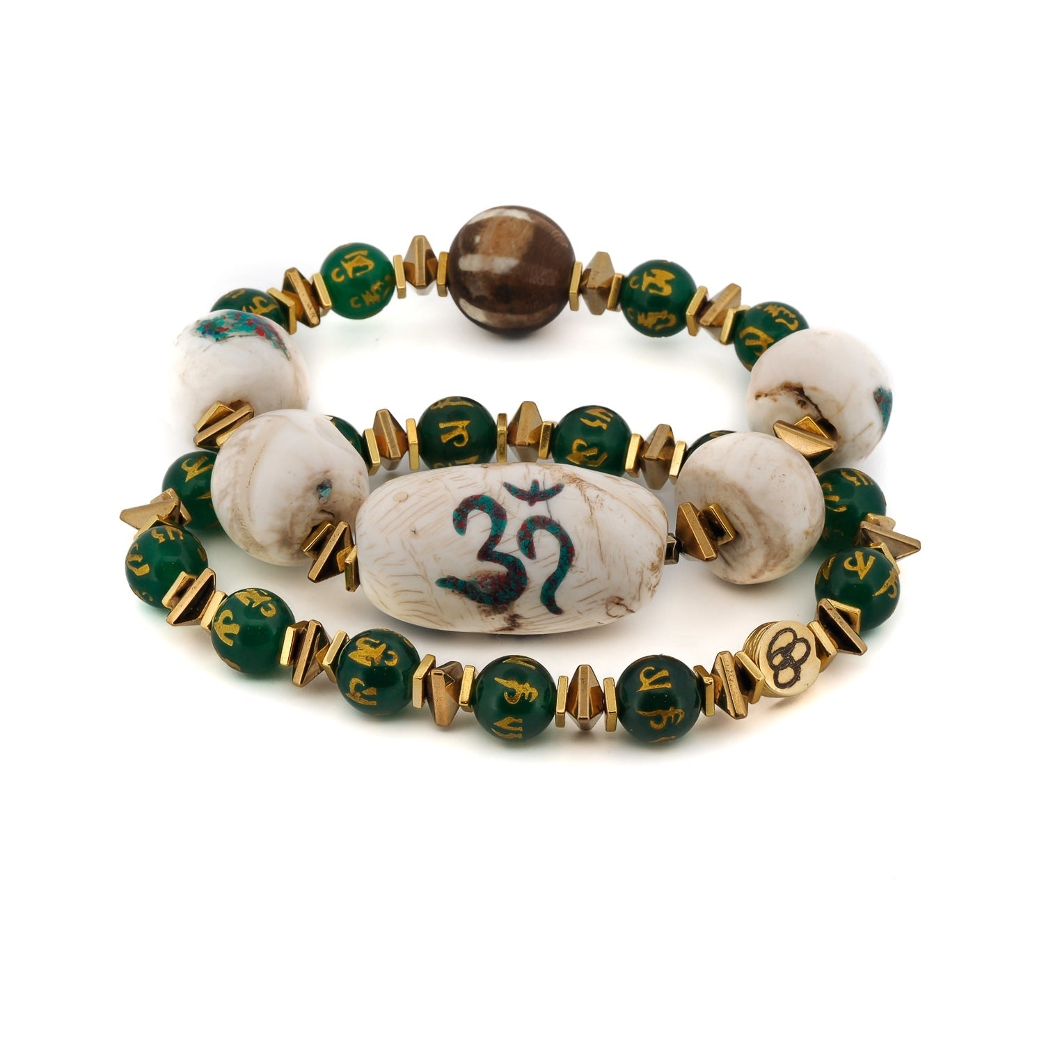 Meditation Beaded Spiritual Yoga Bracelet Set - Green