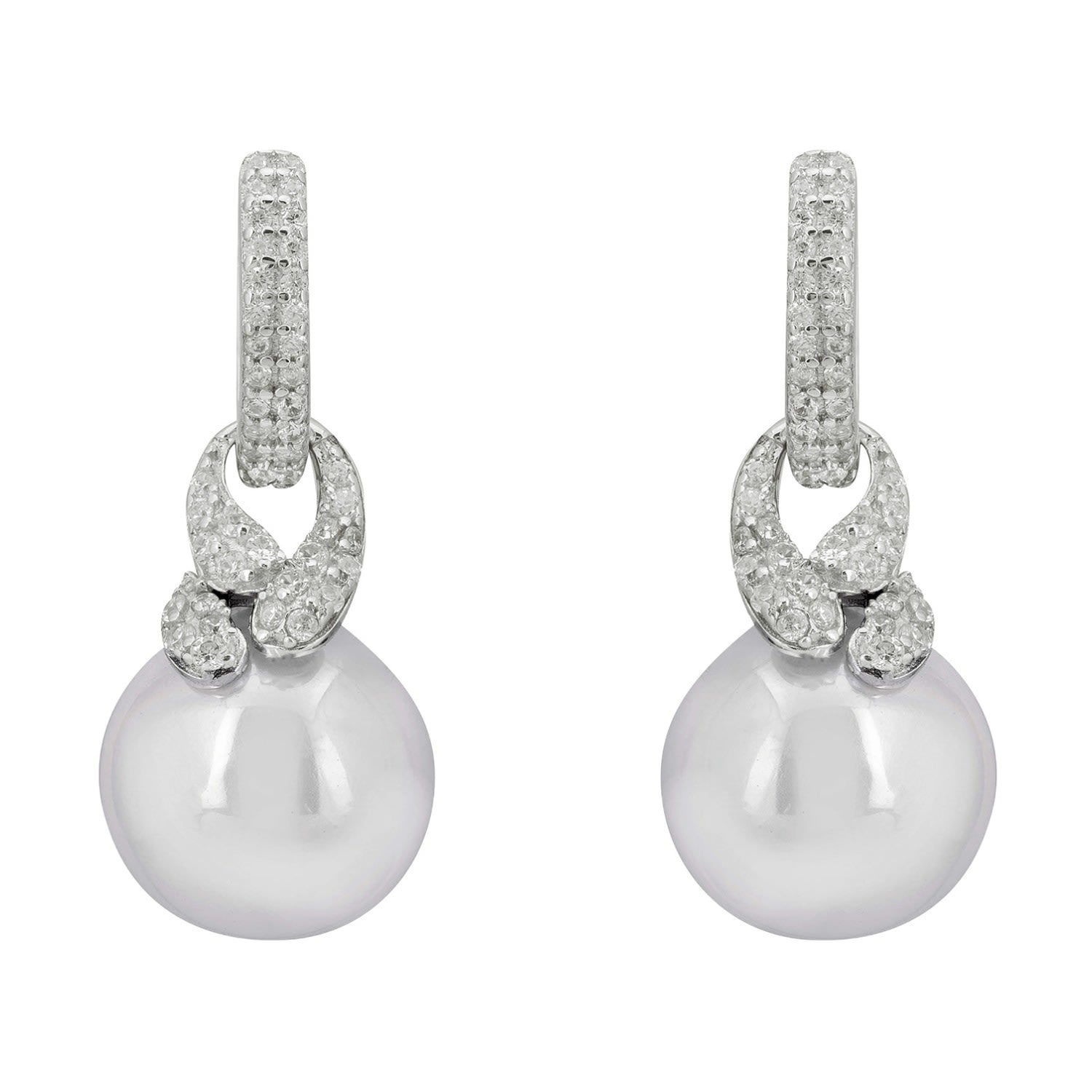 Tie The Knot Drop Grey Pearl Earrings Silver