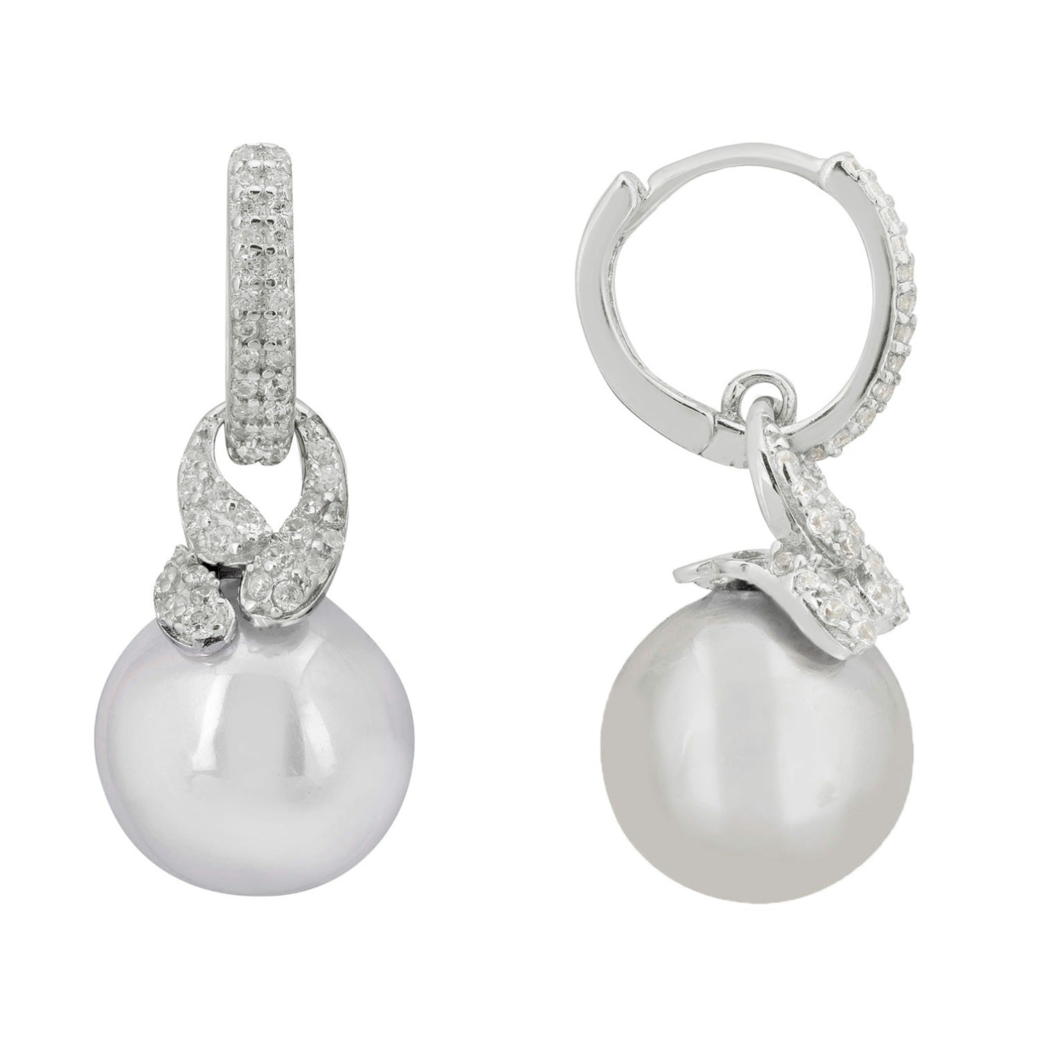 Tie The Knot Drop Grey Pearl Earrings Silver