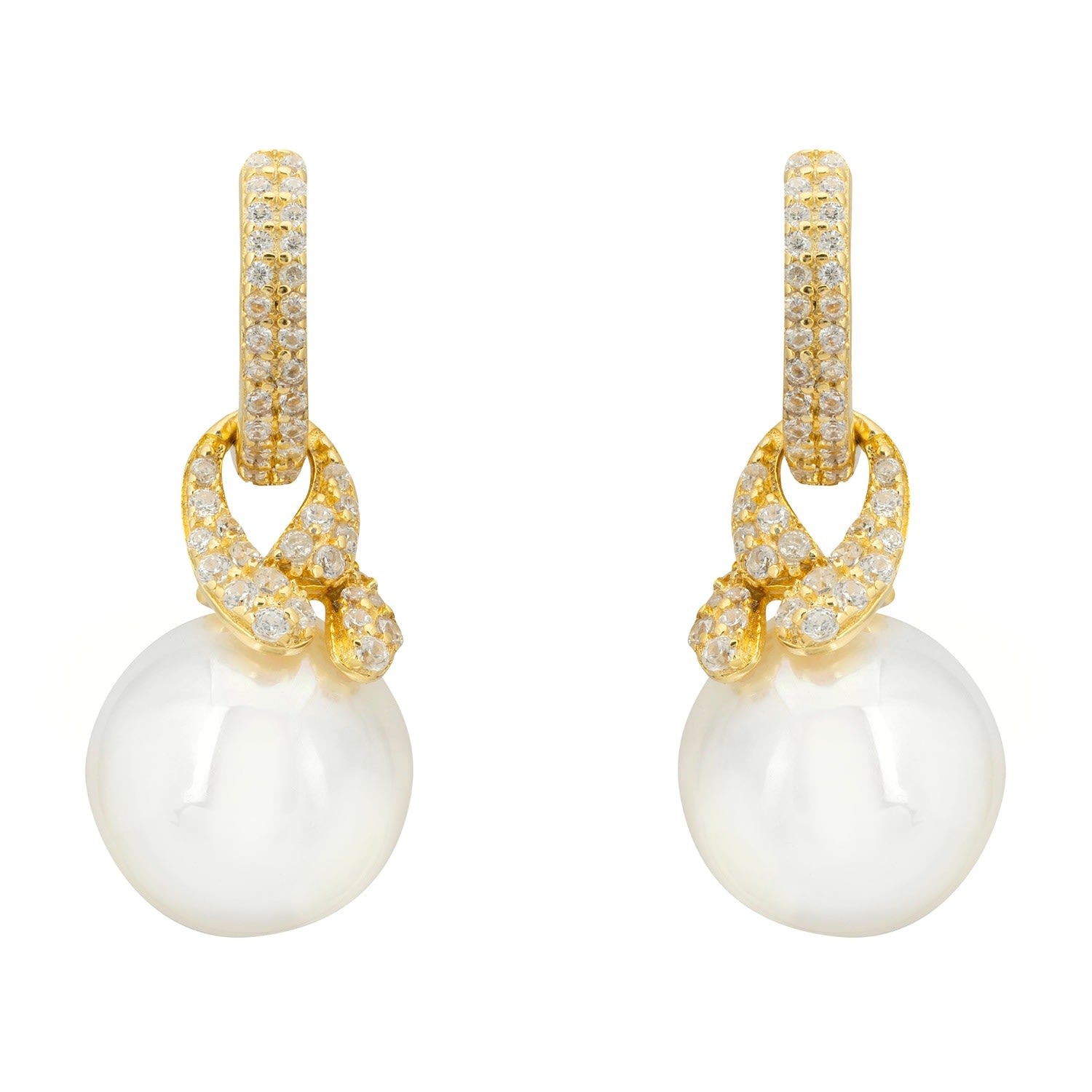 Tie The Knot Drop Pearl Earrings Gold