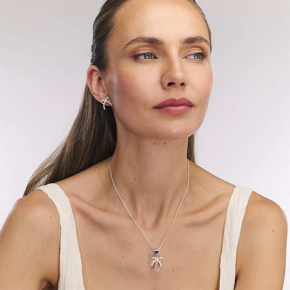 Bow Initial Necklace in Sterling Silver