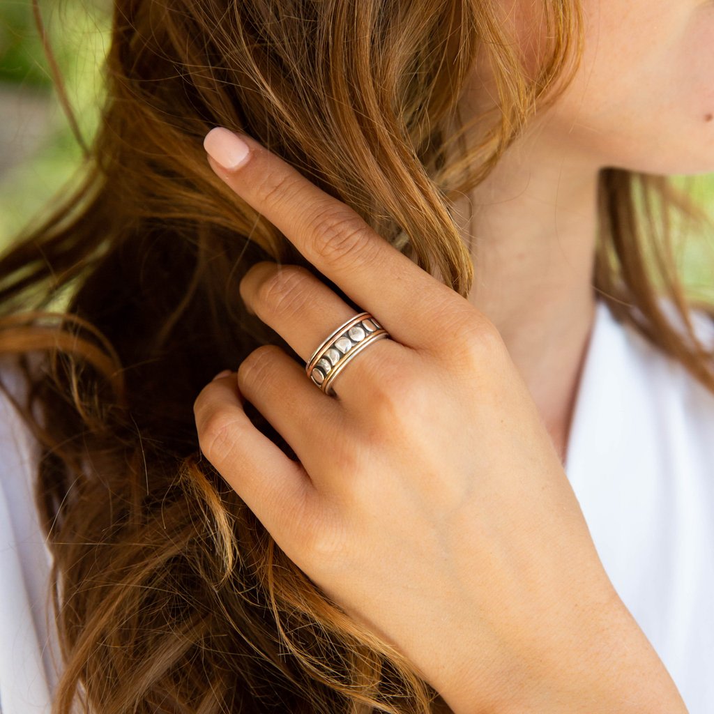 Moon Phase Unisex Silver Spinning Ring