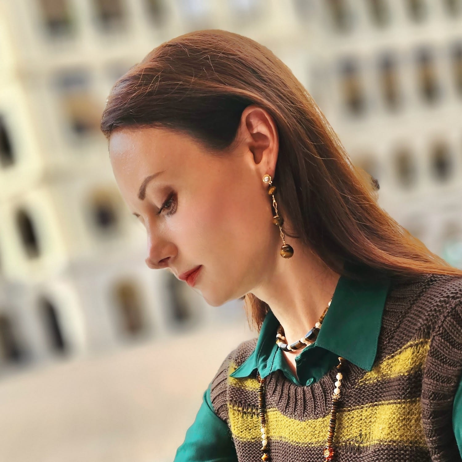 Tiger Eye Shoulder Earrings