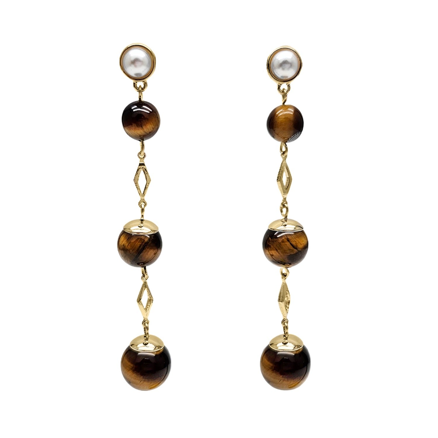 Tiger Eye Shoulder Earrings
