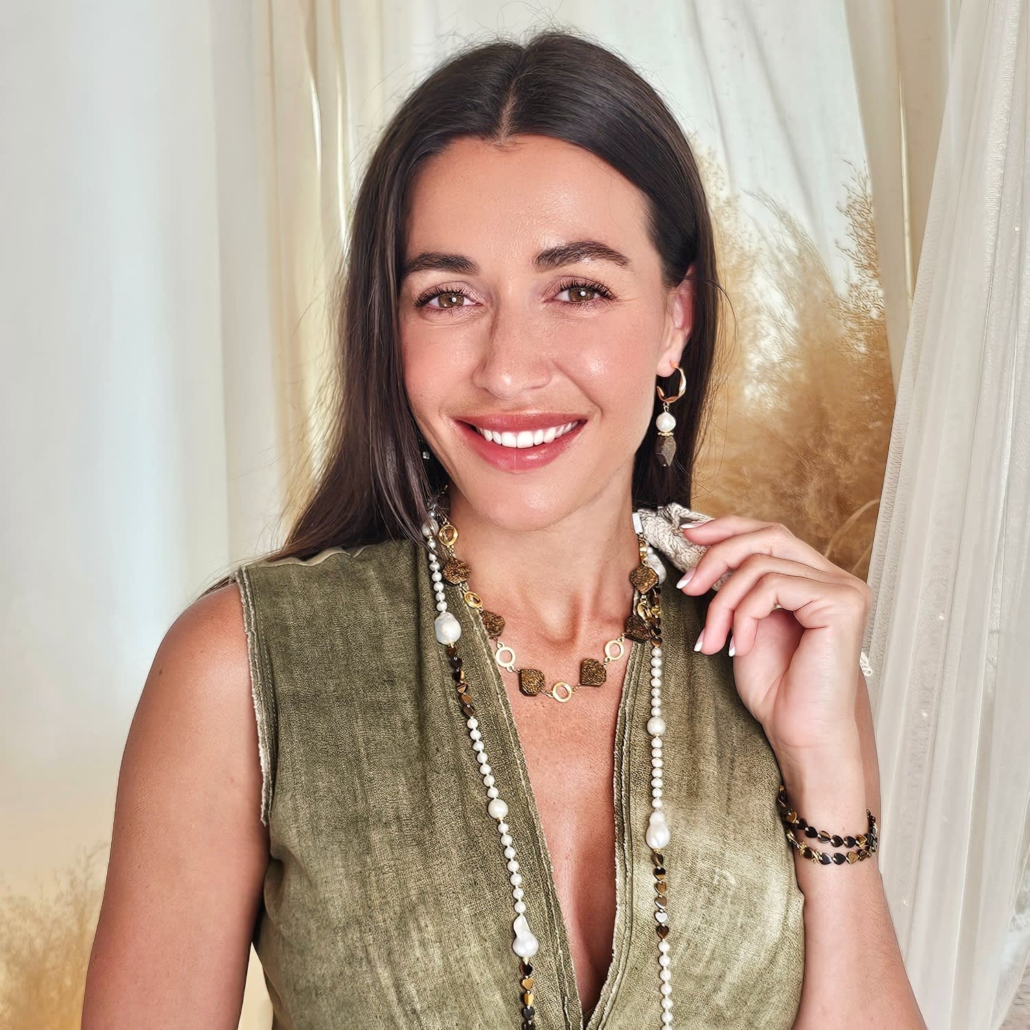 Tiger-Eye Stone With Chain Modern Necklace