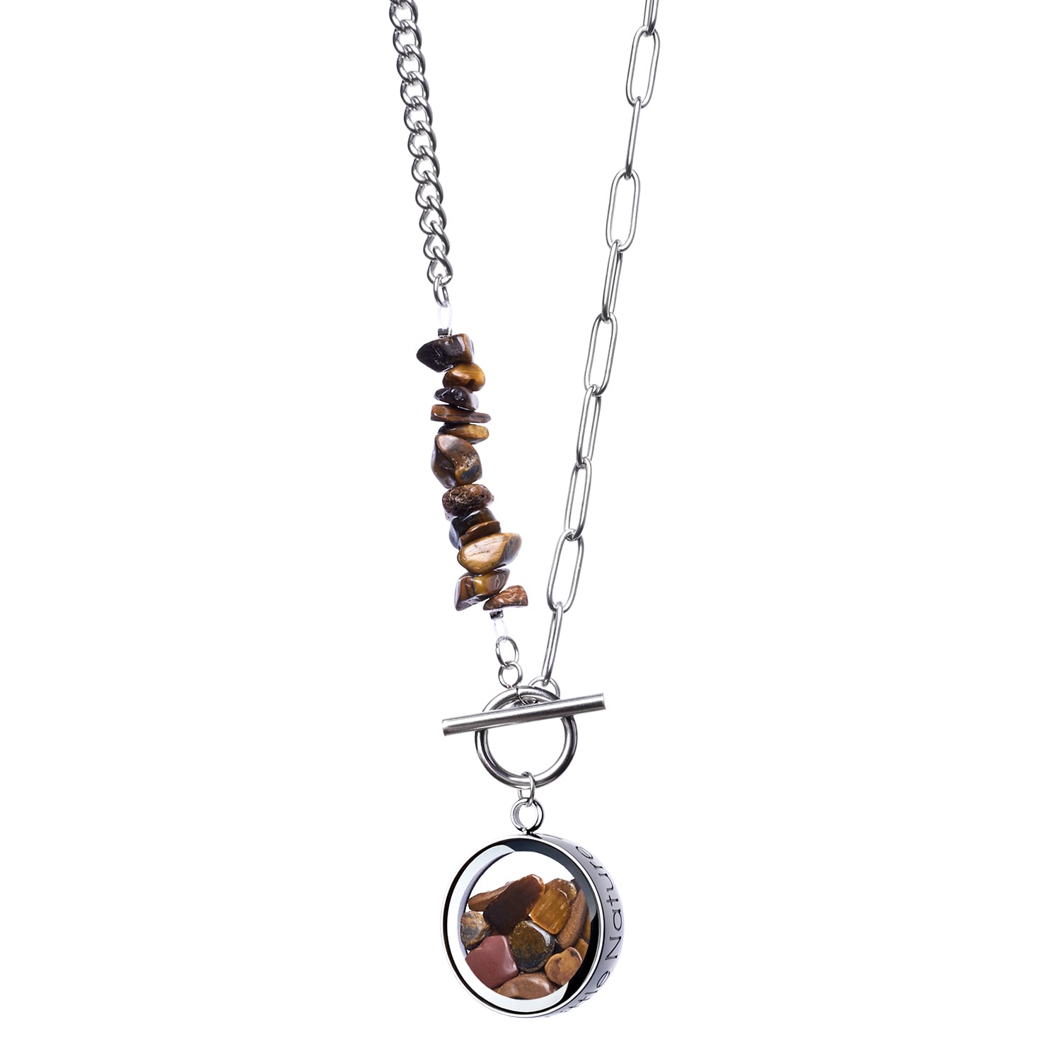 Tiger's Eye Necklace With Beaded Chain And Charm - Tiger's Eye Jewelry - Leo Zodiac