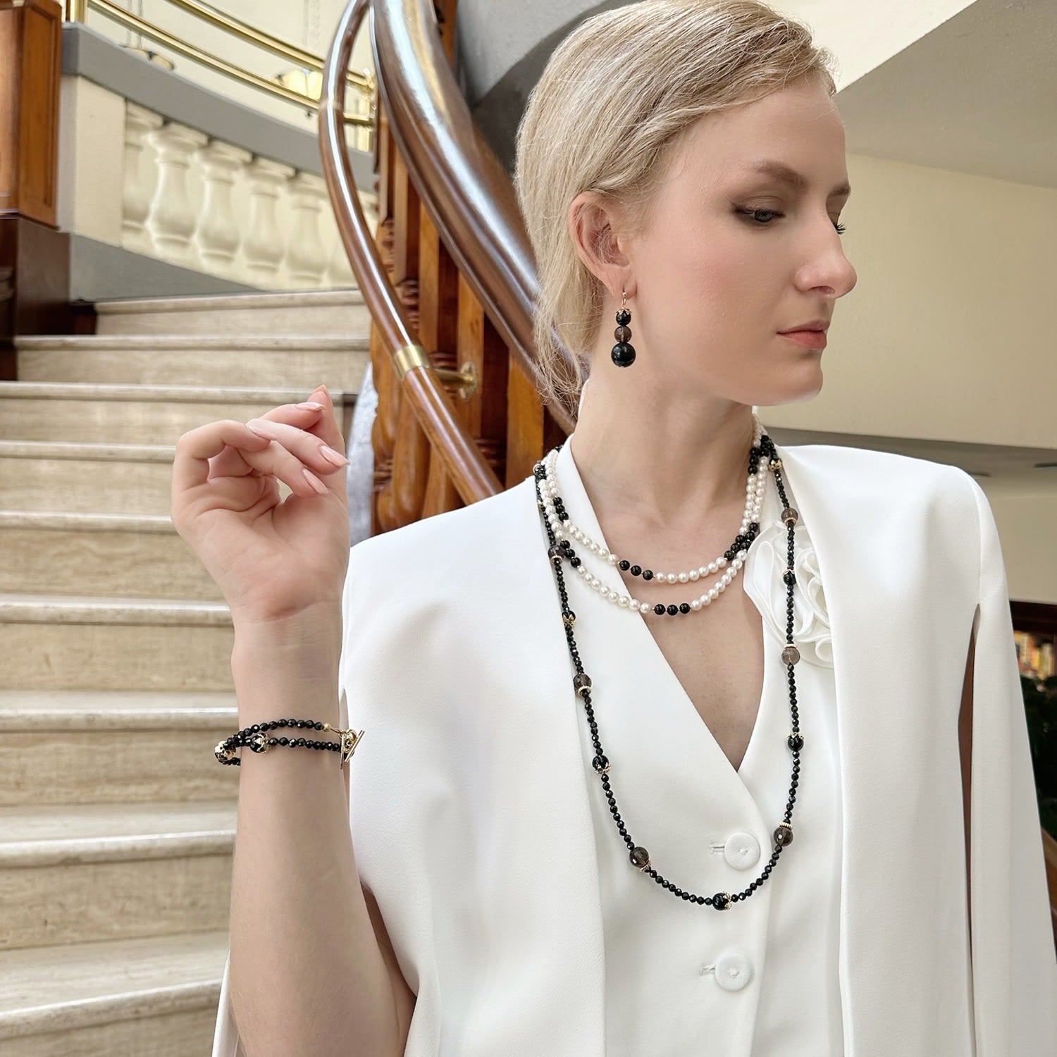 Timeless Black Obsidian And Smoky Multi-Way Necklace