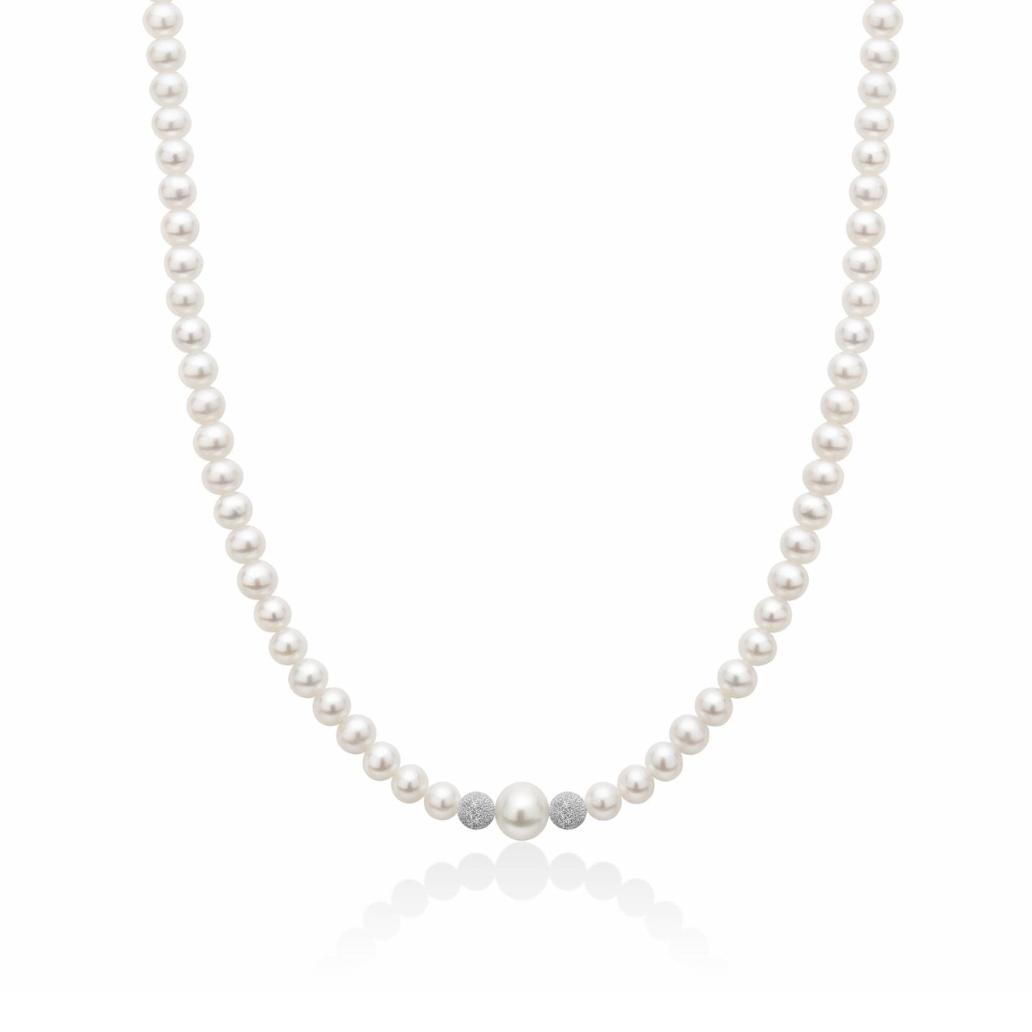 Timeless Elegance Freshwater Pearl Necklace With Eighteen Kt White Gold Accents