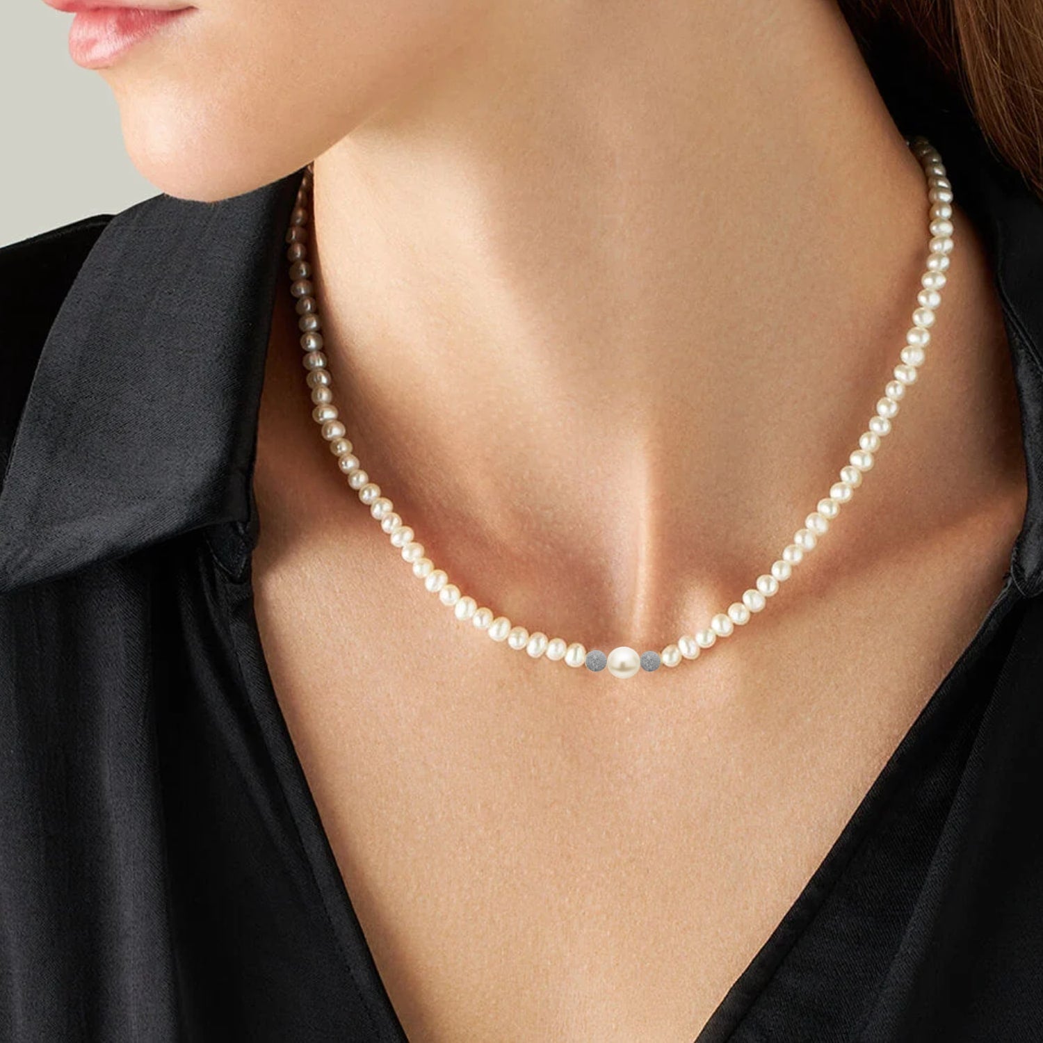 Timeless Elegance Freshwater Pearl Necklace With Eighteen Kt White Gold Accents
