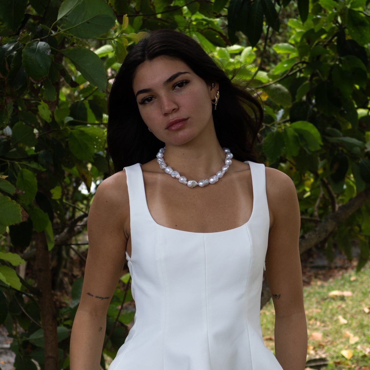 Timeless Grace Baroque Pearl Necklace - White