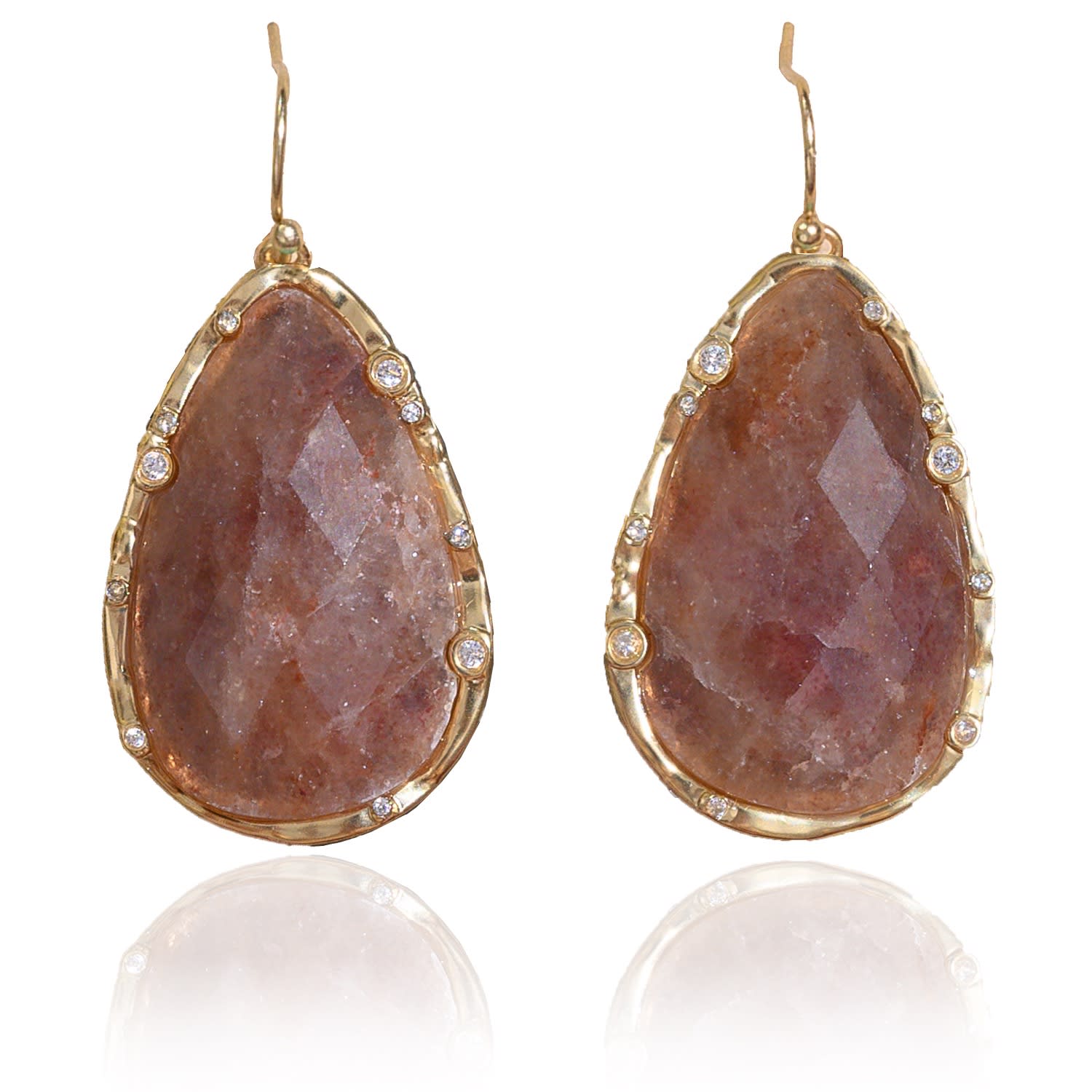 Timeless Nature's Beauty Teardrop Earrings Strawberry Quartz
