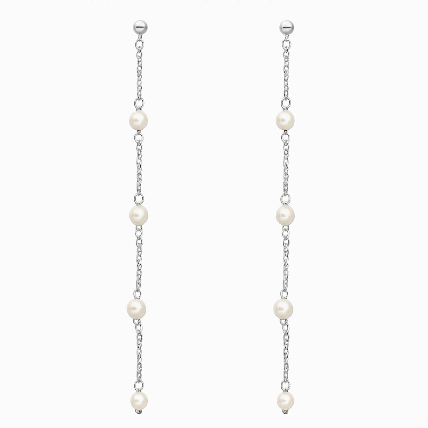 Timeless Pearl Elegance: Drop Earrings In Sterling Silver Or Gold Plated