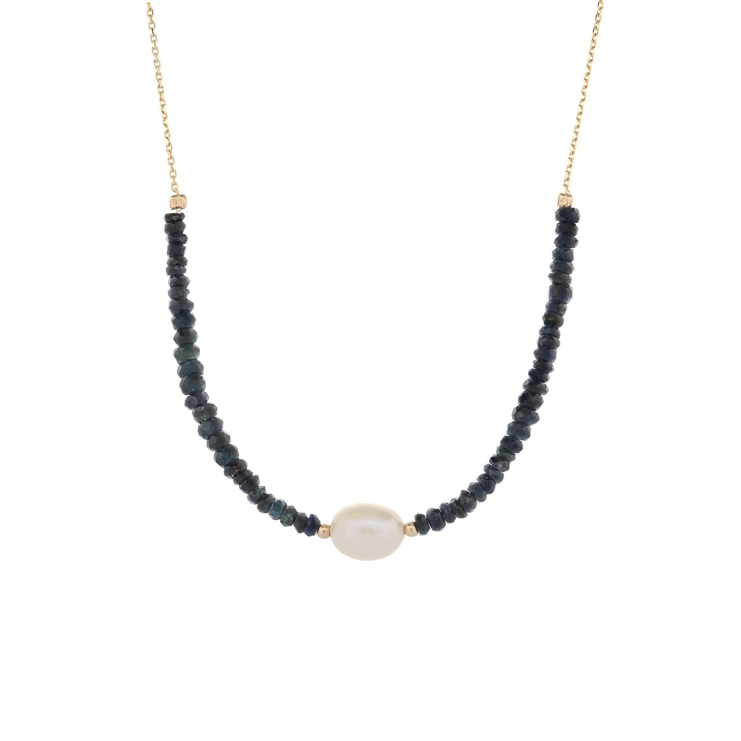 Timeless Sapphire Pearl Gold Choker Necklace - Blue