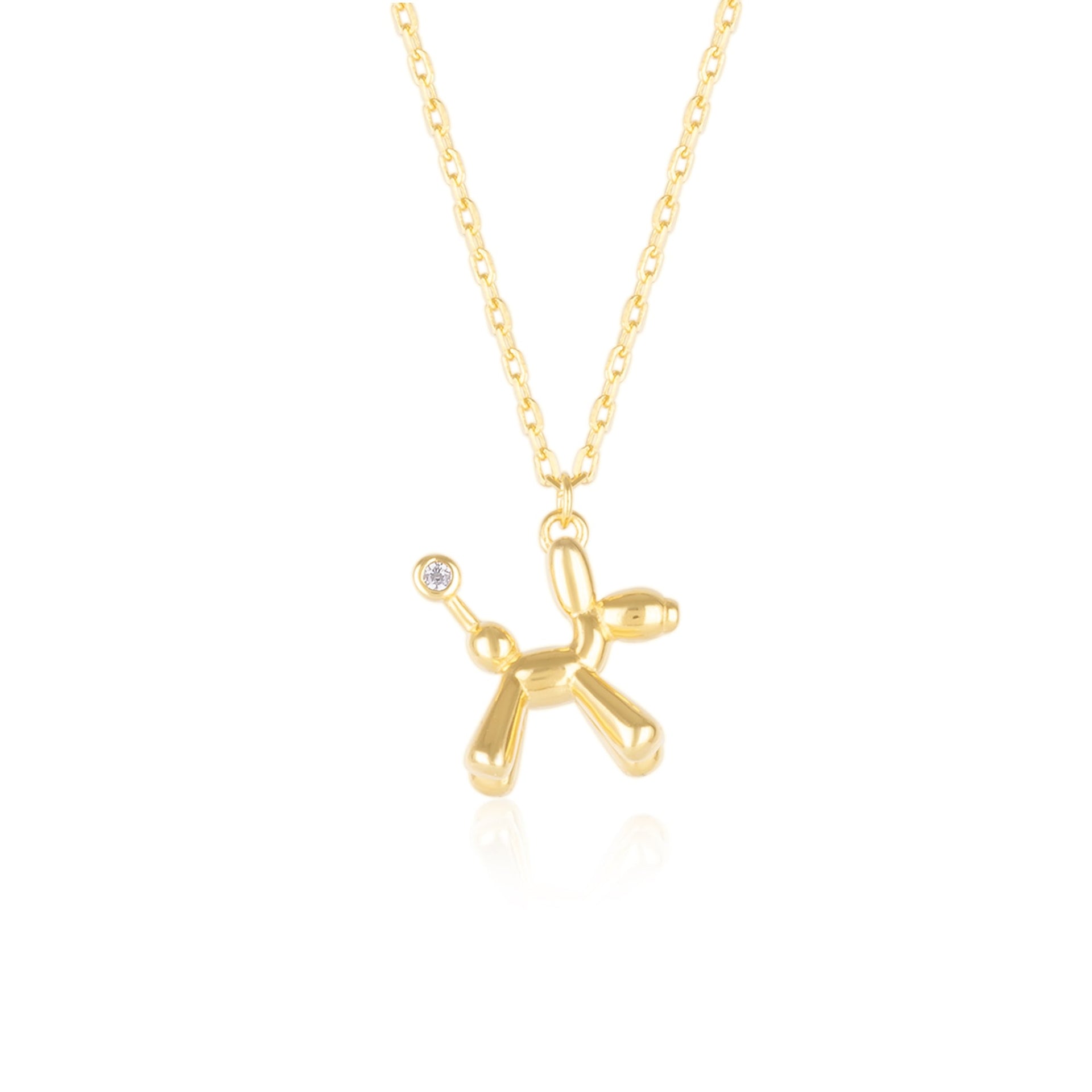 Balloon Dog Poodle Necklace In Gold