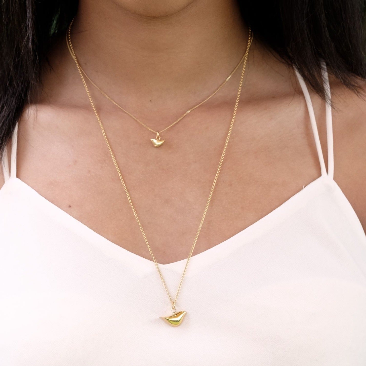 Mini Bird Pendant Necklace Gold Vermeil
