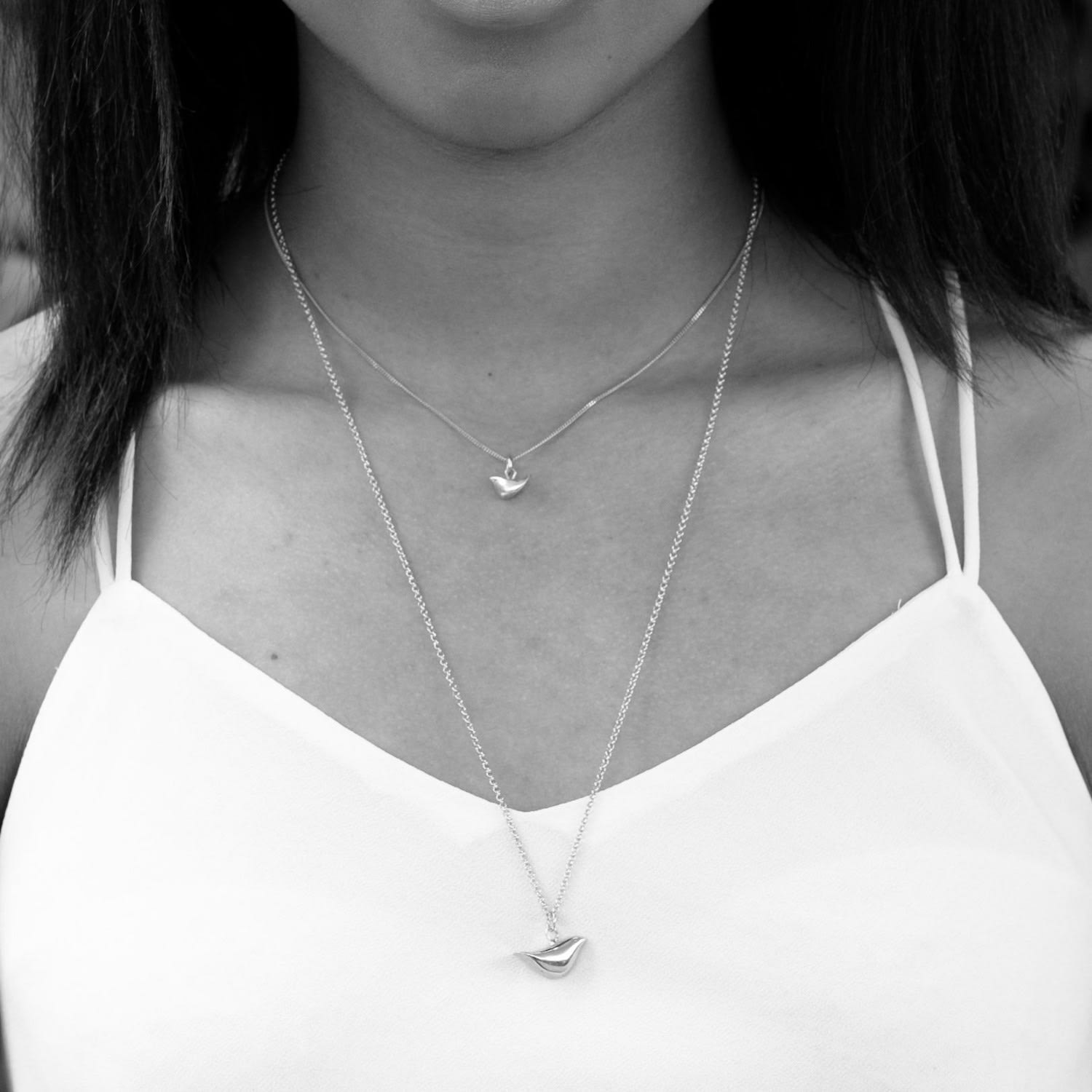 Mini Bird Pendant Necklace Sterling Silver