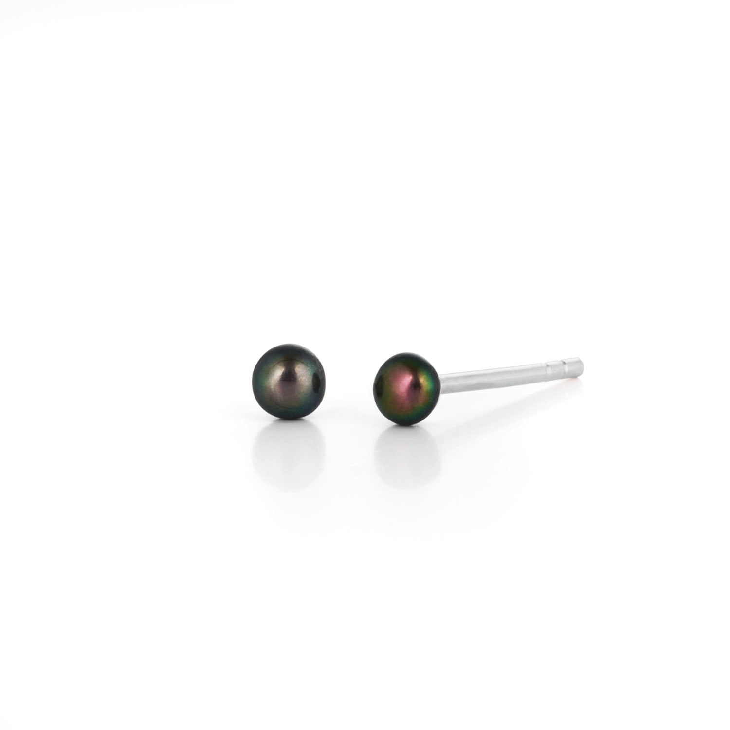 Tiny Button Stud Pearl Earrings Peacock