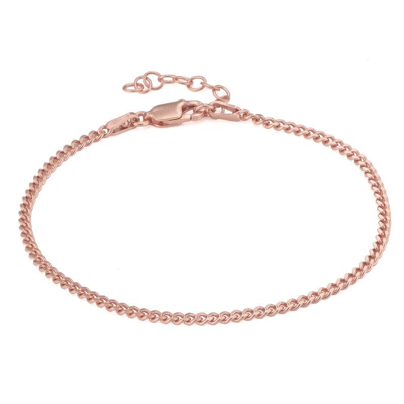 Tiny Cuban Chain Bracelet in 18K Rose Gold Plating