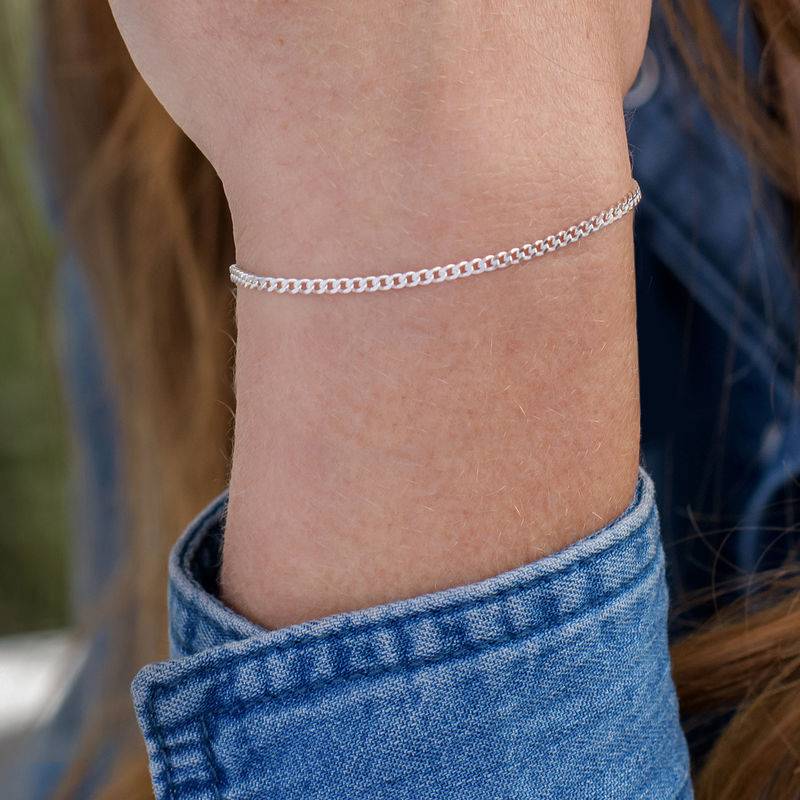 Tiny Cuban Chain Bracelet in Sterling Silver