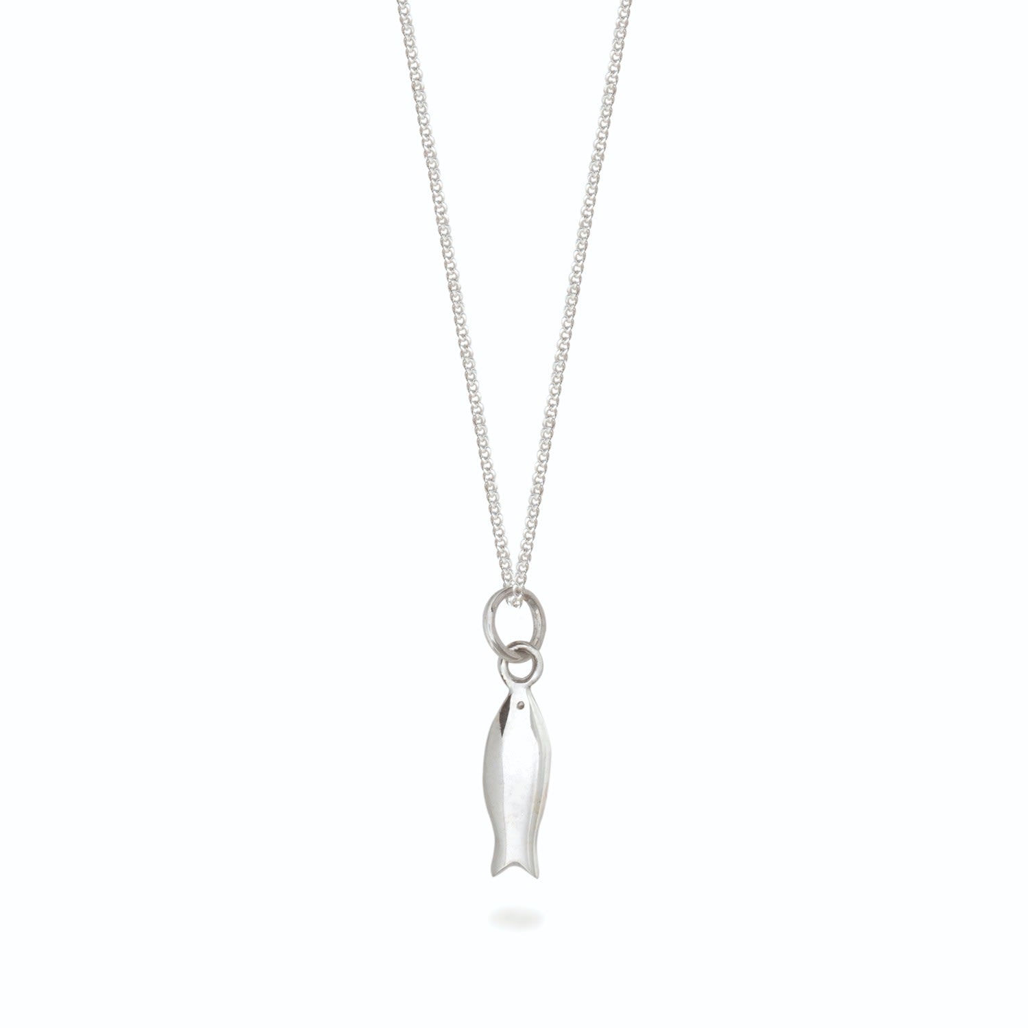 Tiny Fish Pendant Necklace Sterling Silver