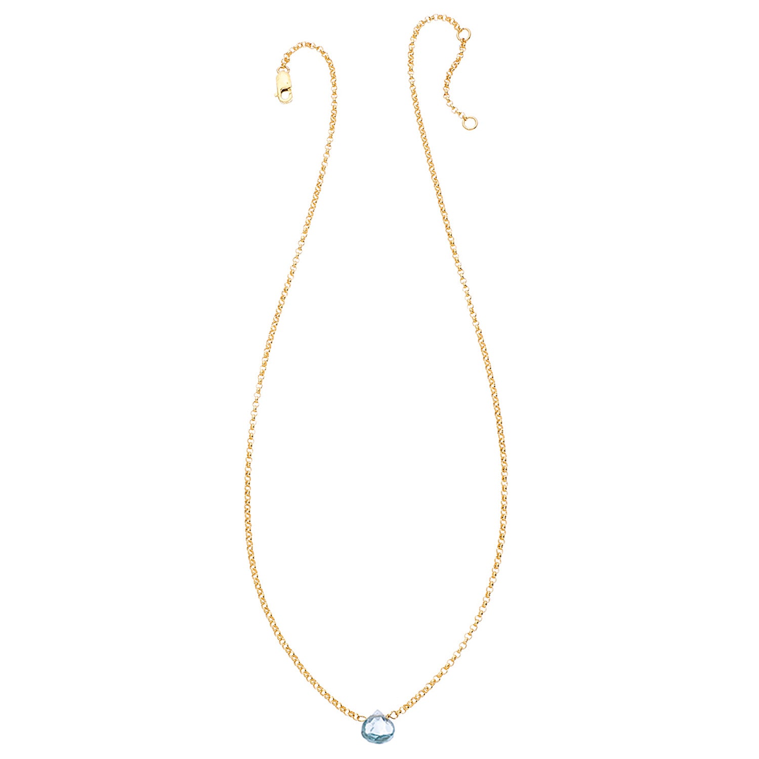 Tiny Gemstone Necklace - Aquamarine - March Birthstone - Fourteen Karat Gold-Filled
