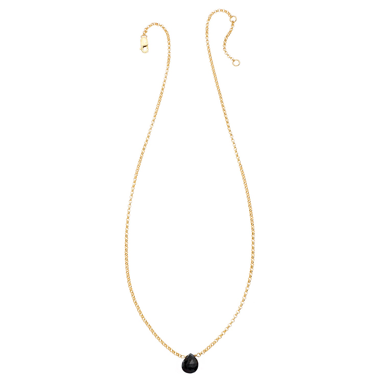 Tiny Gemstone Necklace - Fourteen Karat Gold-Filled - Black Spinel