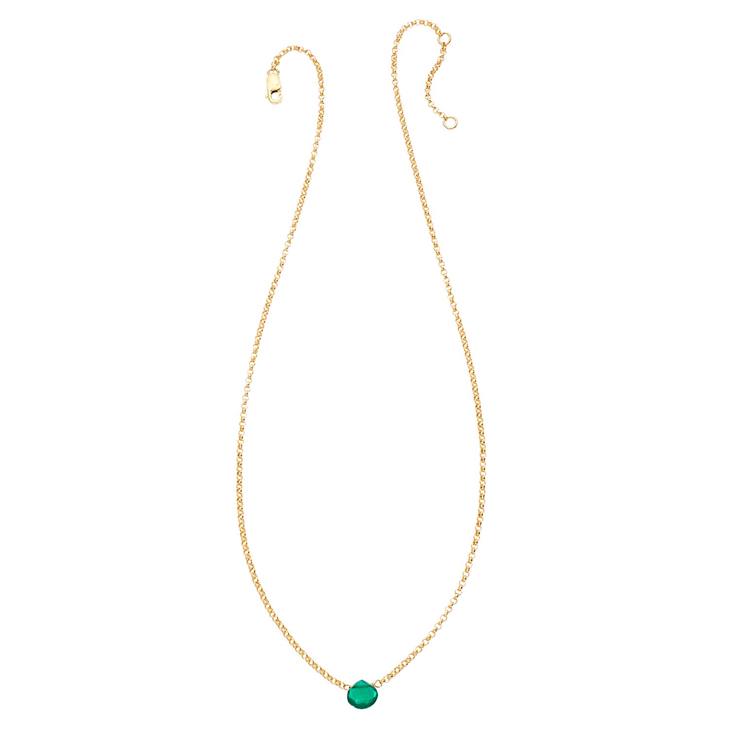 Tiny Gemstone Necklace - Fourteen Karat Gold-Filled - Green Onyx