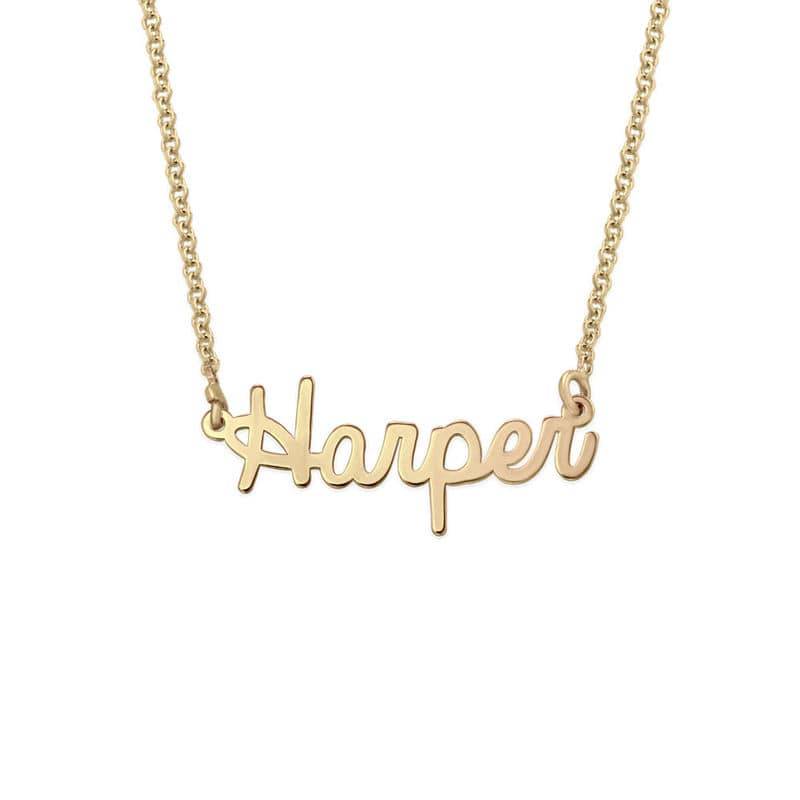 Tiny Personalized Cursive Name Necklace in Gold Plating