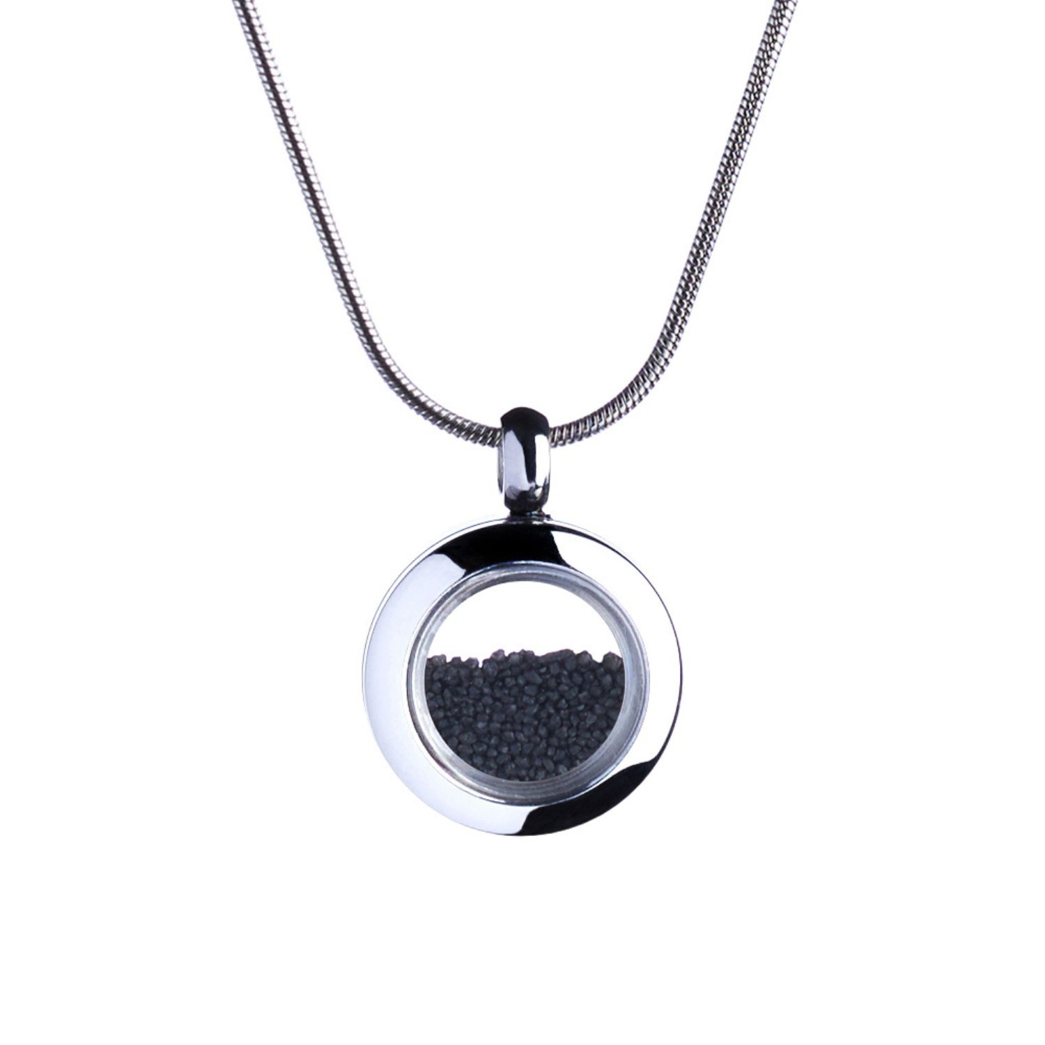 Designer Necklace With Tiny Volcanic Sand – Strength & Healing Jewelry For Her With Lava Sand Made From Stainless Steel