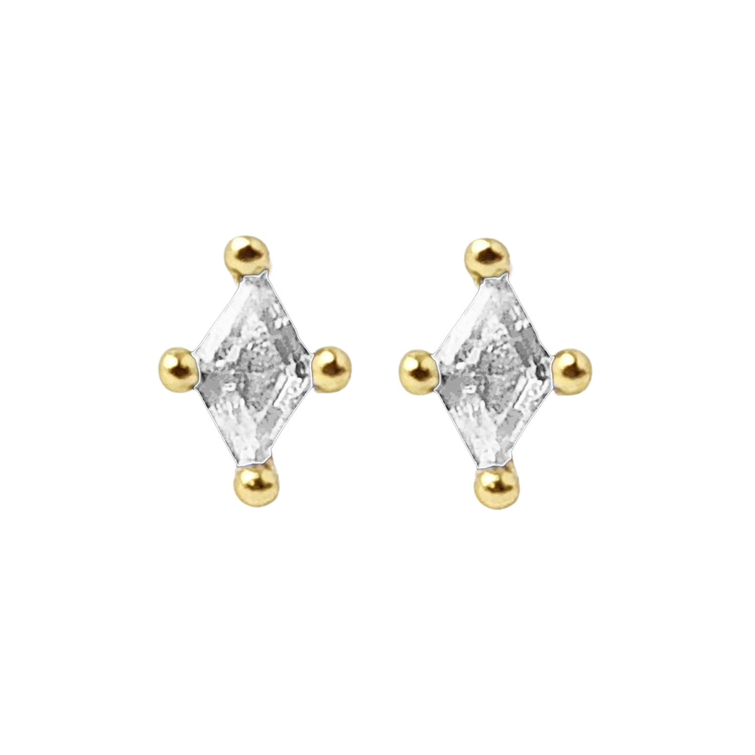Tiny Stud Diamond Everyday Gold Plated Earrings