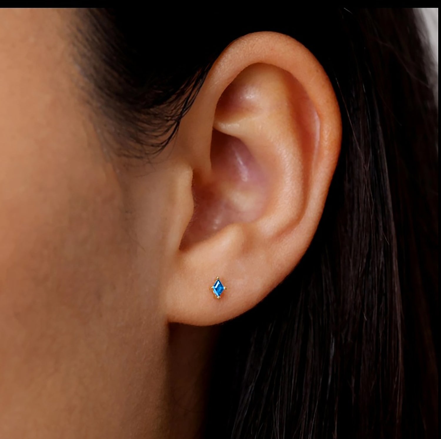 Tiny Turquoise Stud December Birthstone Diamond Shaped Earrings