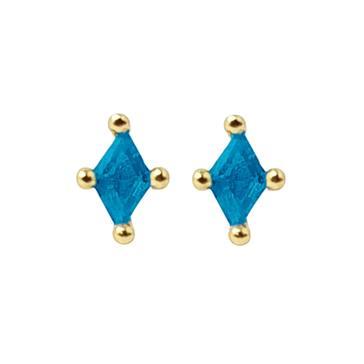 Tiny Turquoise Stud December Birthstone Diamond Shaped Earrings