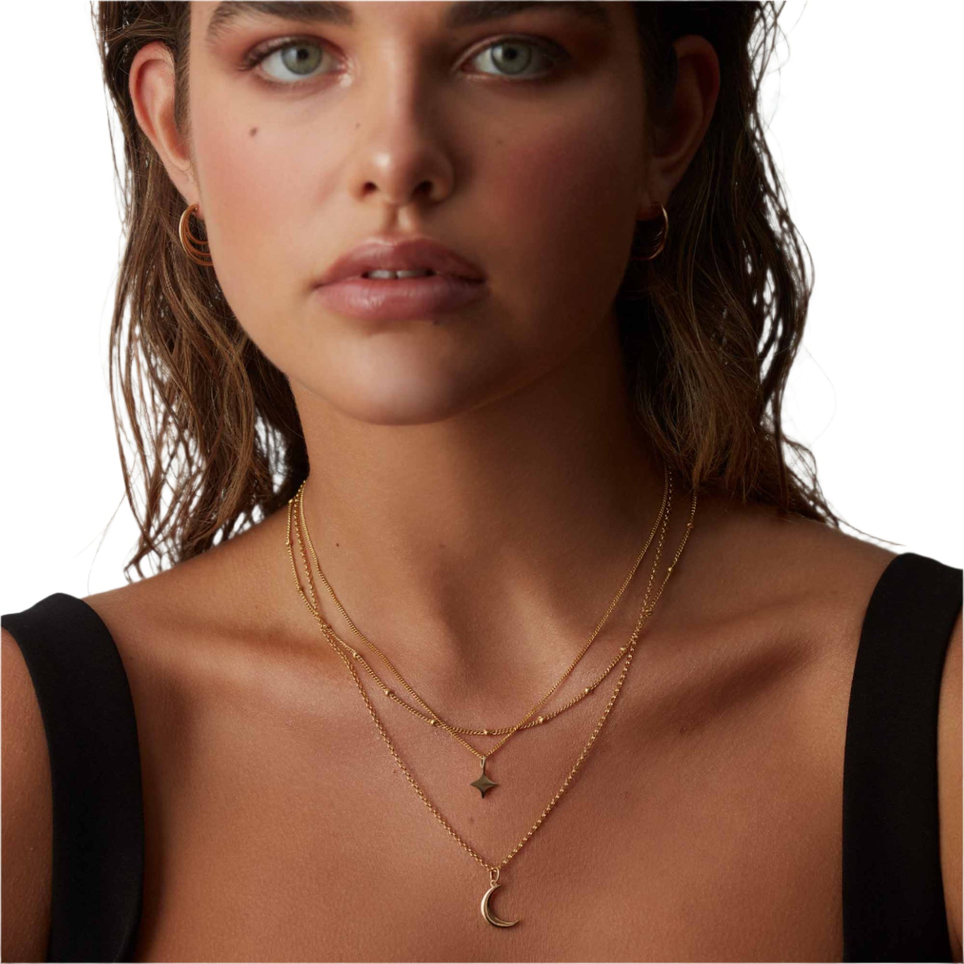 Mini Crescent Moon Necklace Gold