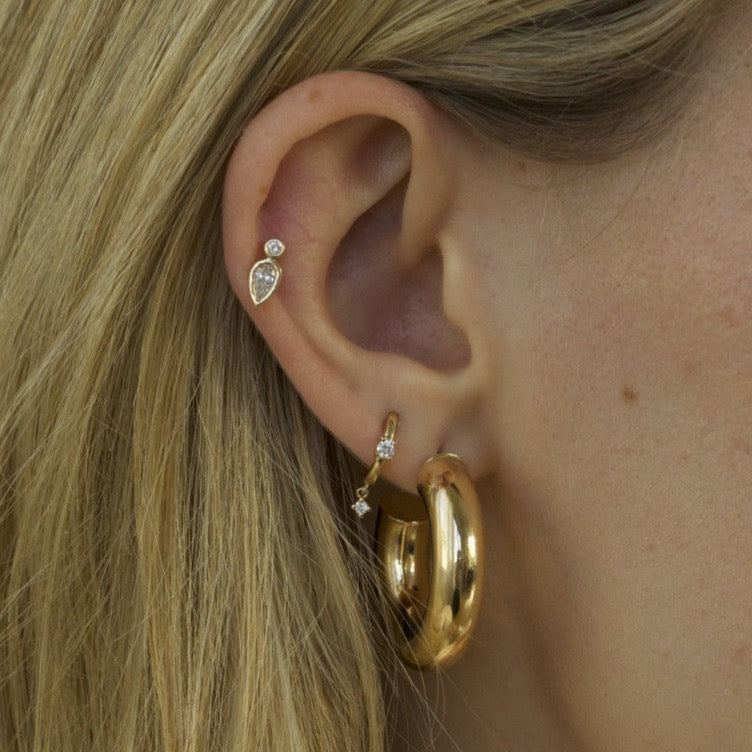 Gold Hollow Medium Dome Hoop Earring