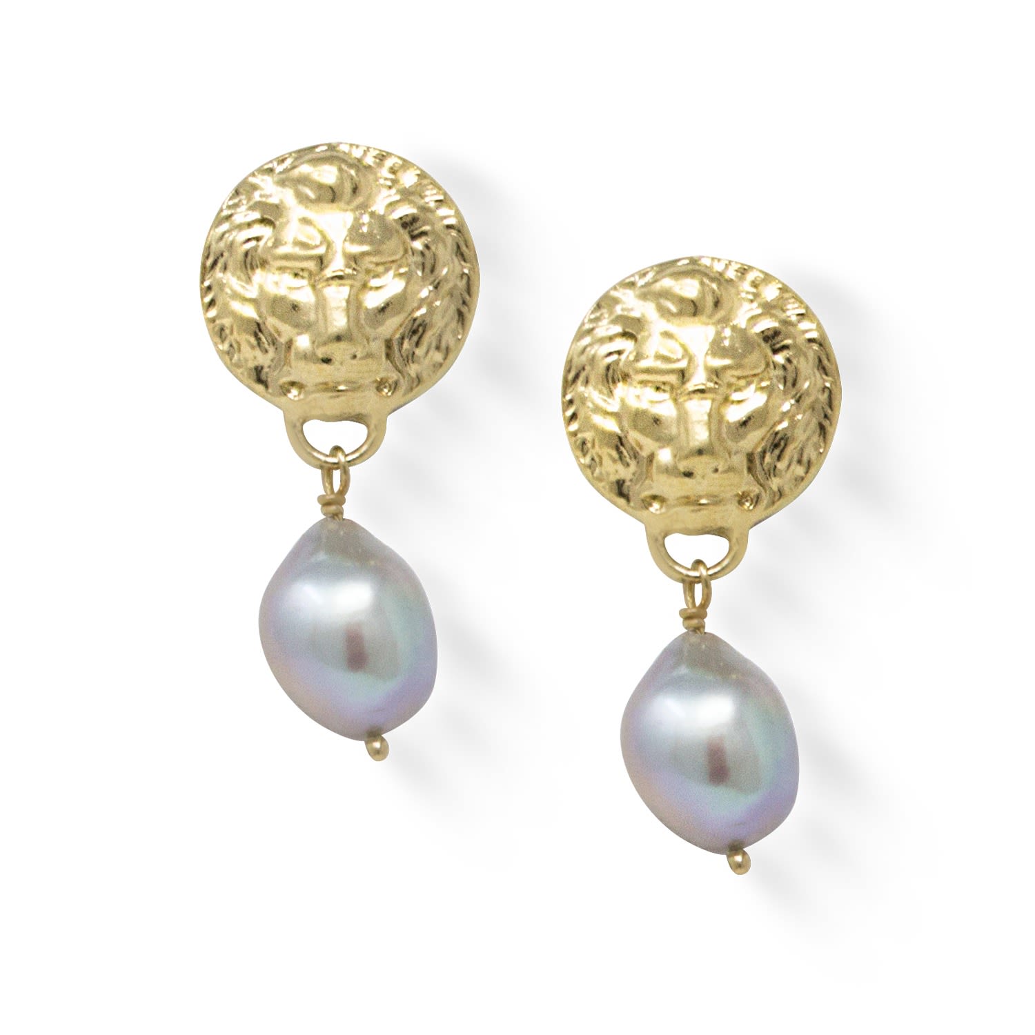 The Lion Gold-Plated Pearl Earrings