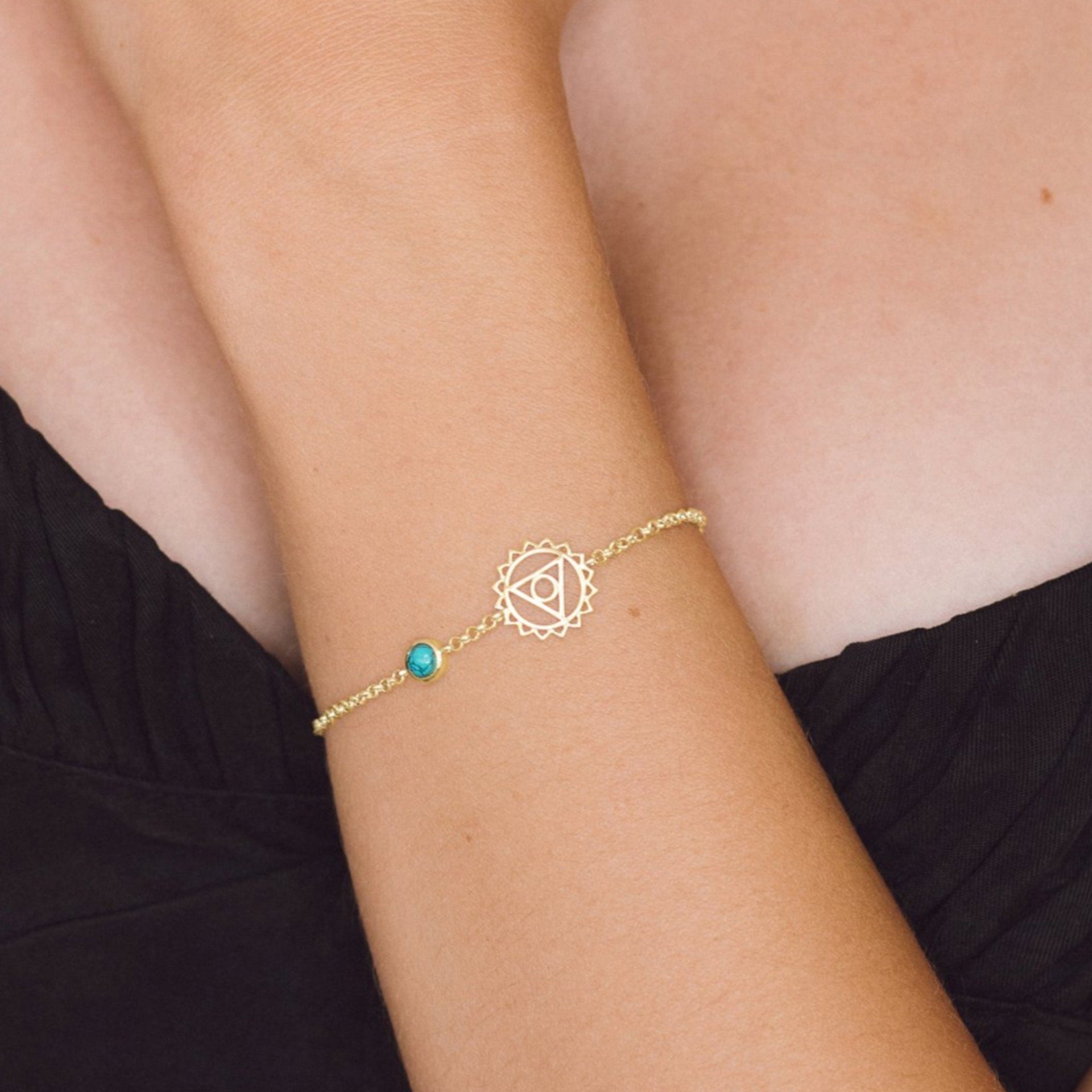Throat Chakra Gold Vermeil Bracelet - Turquoise
