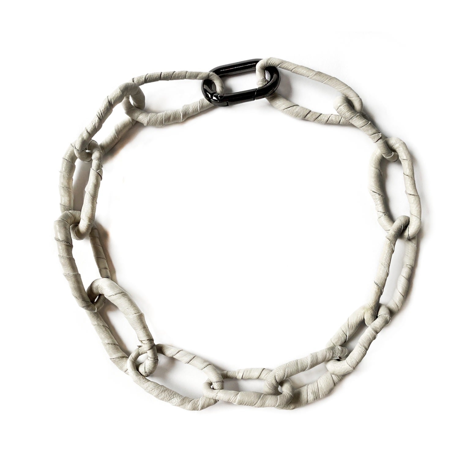 Link Leather Necklace Off-White