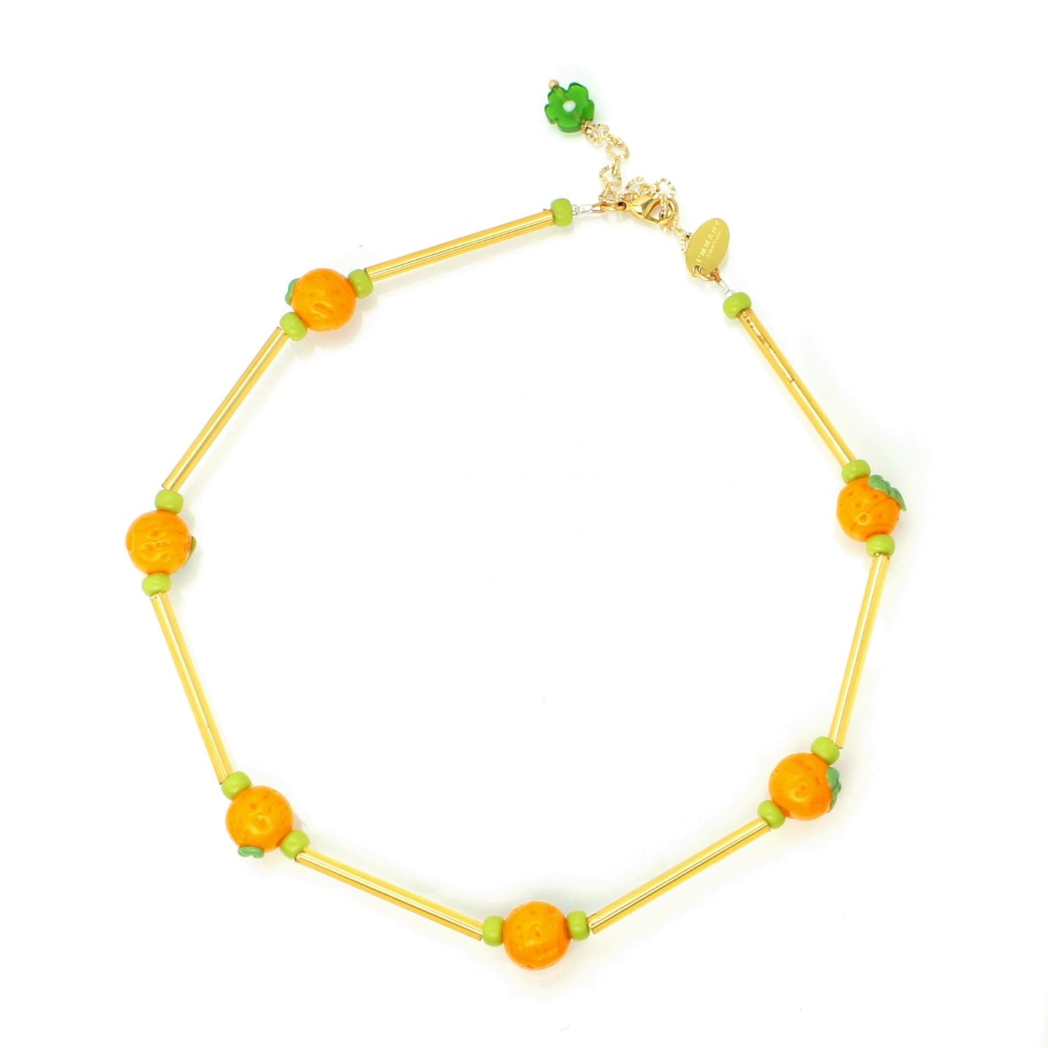 Cutie Pie Glass Tangerine Choker Necklace