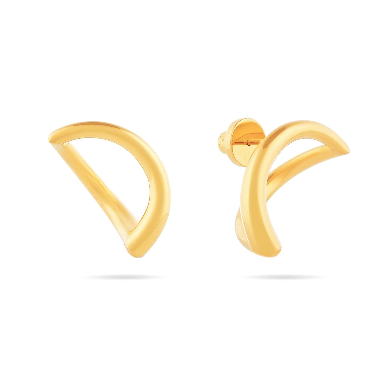 Abstract Crescent Moon Earrings - Gold