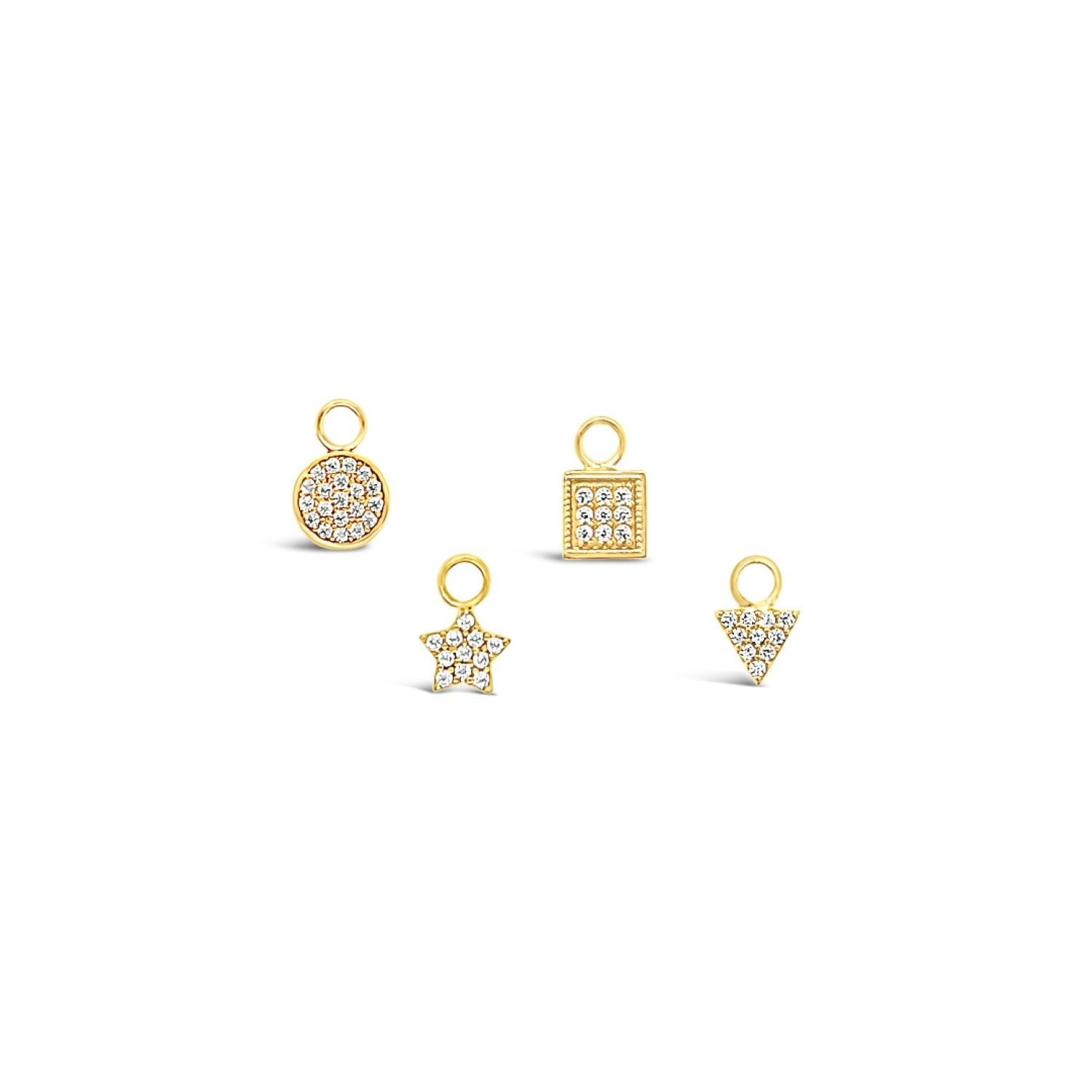 Single Earring Round Cz Charm - Gold