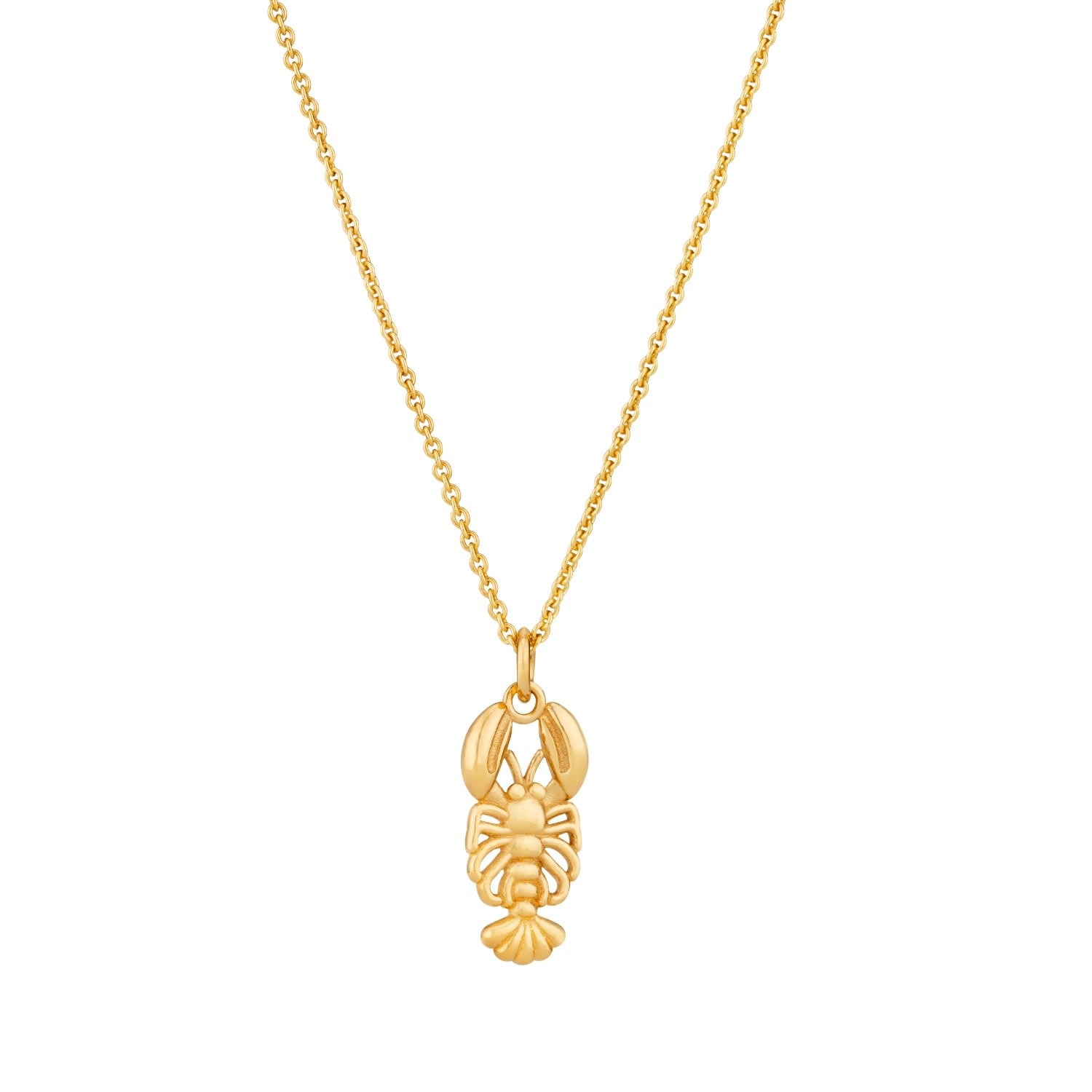 Yellow Gold Plated Lobster Charm Pendant Necklace