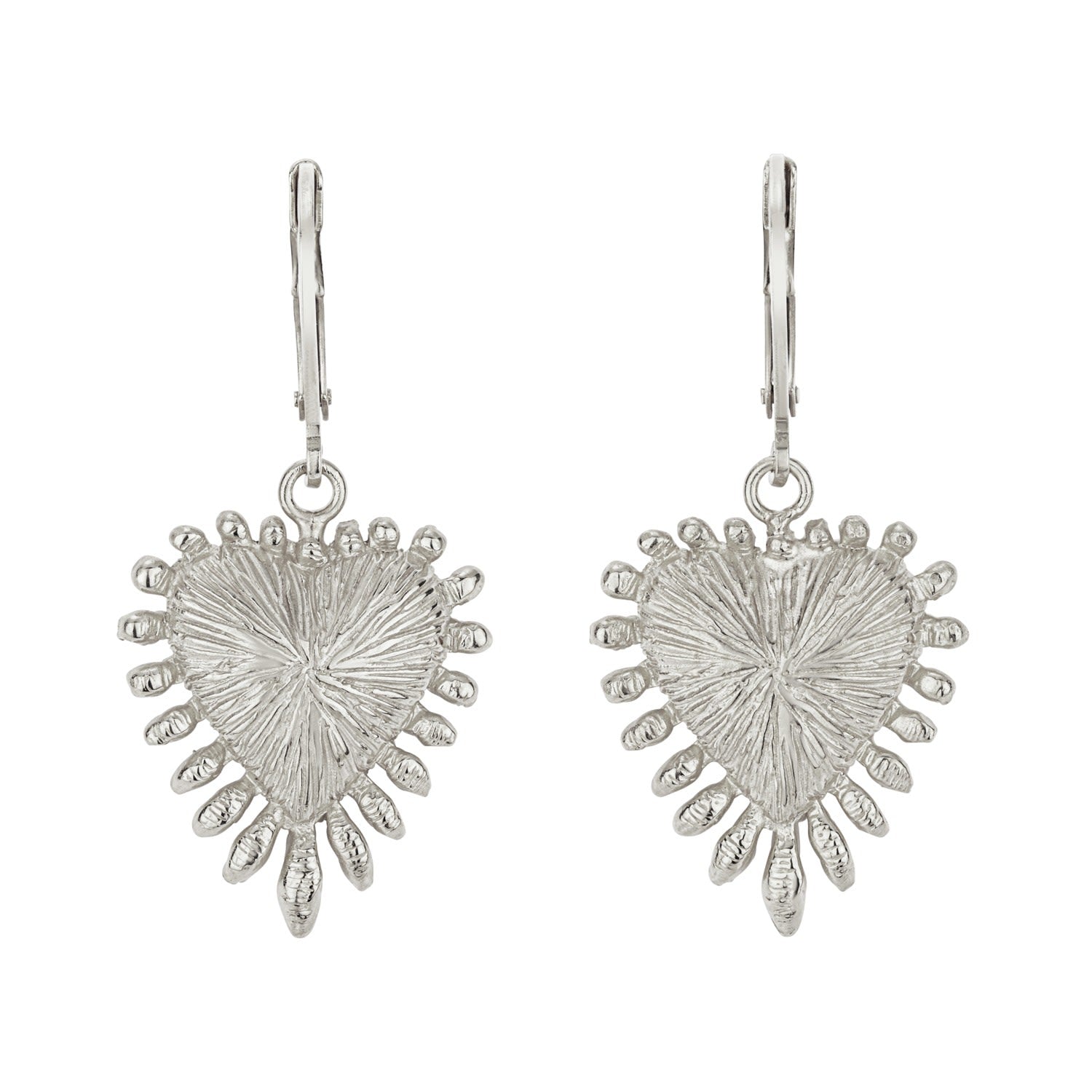 Heart Rays Earrings Silver