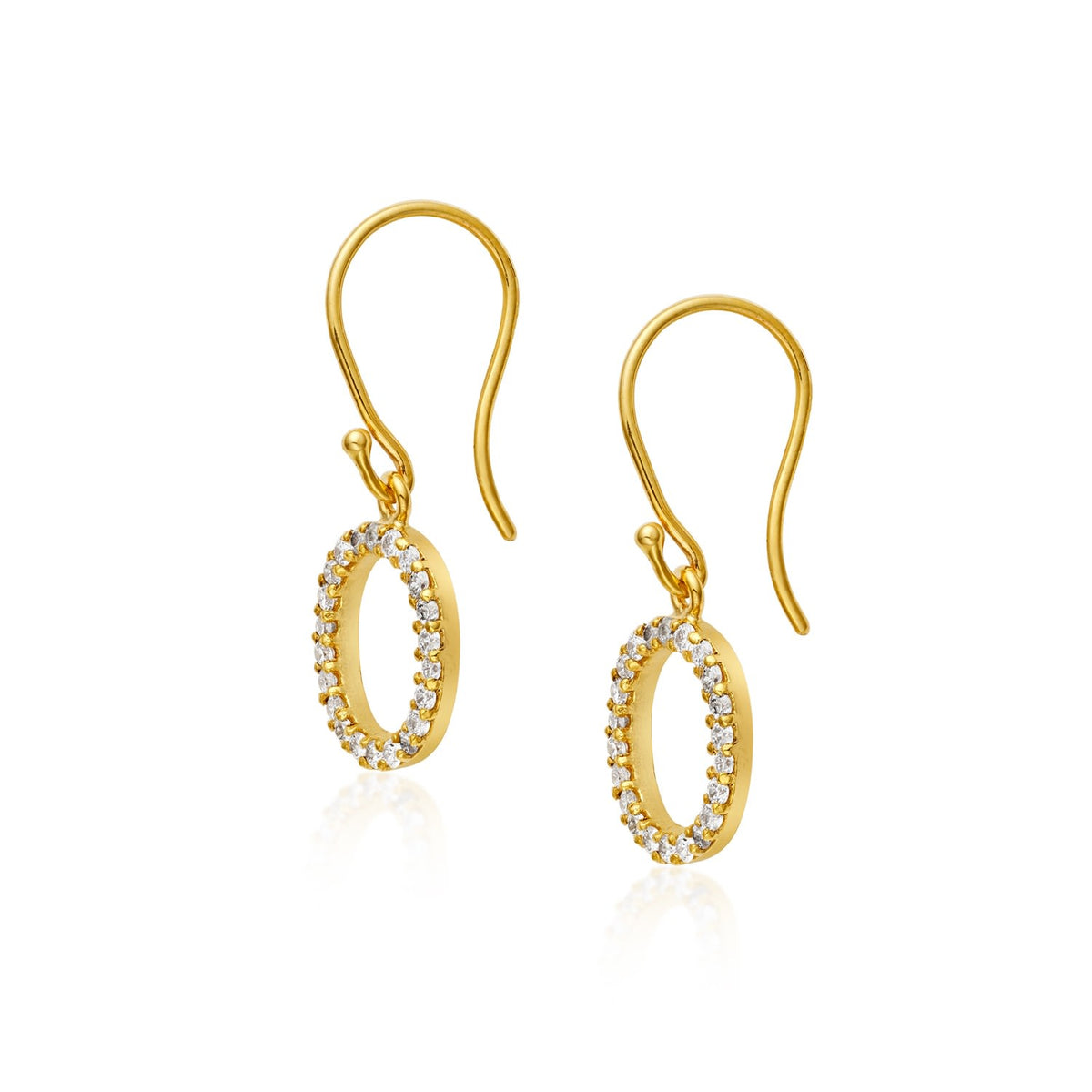 Oval Drop Earrings - Pave Set