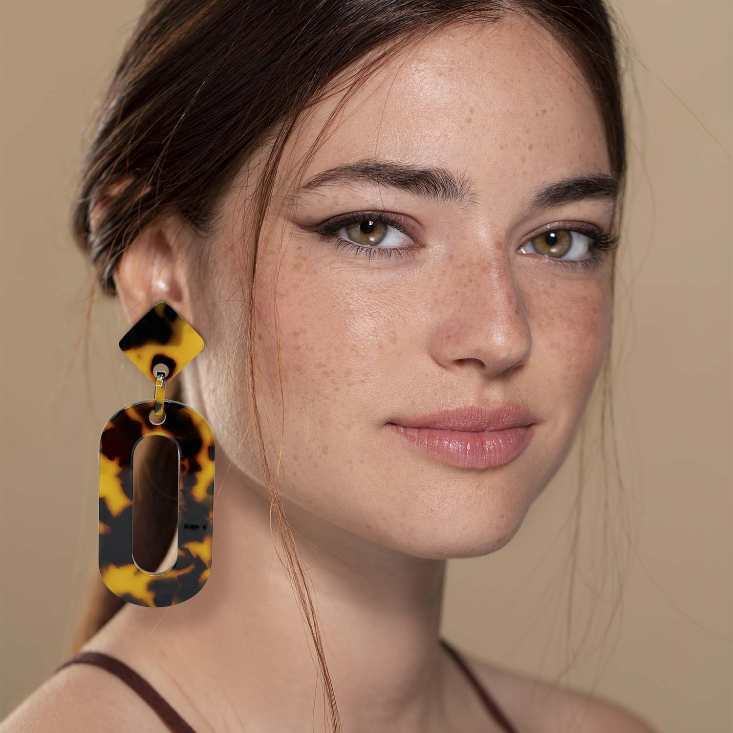 Tortoise Elongated Hoop Earrings